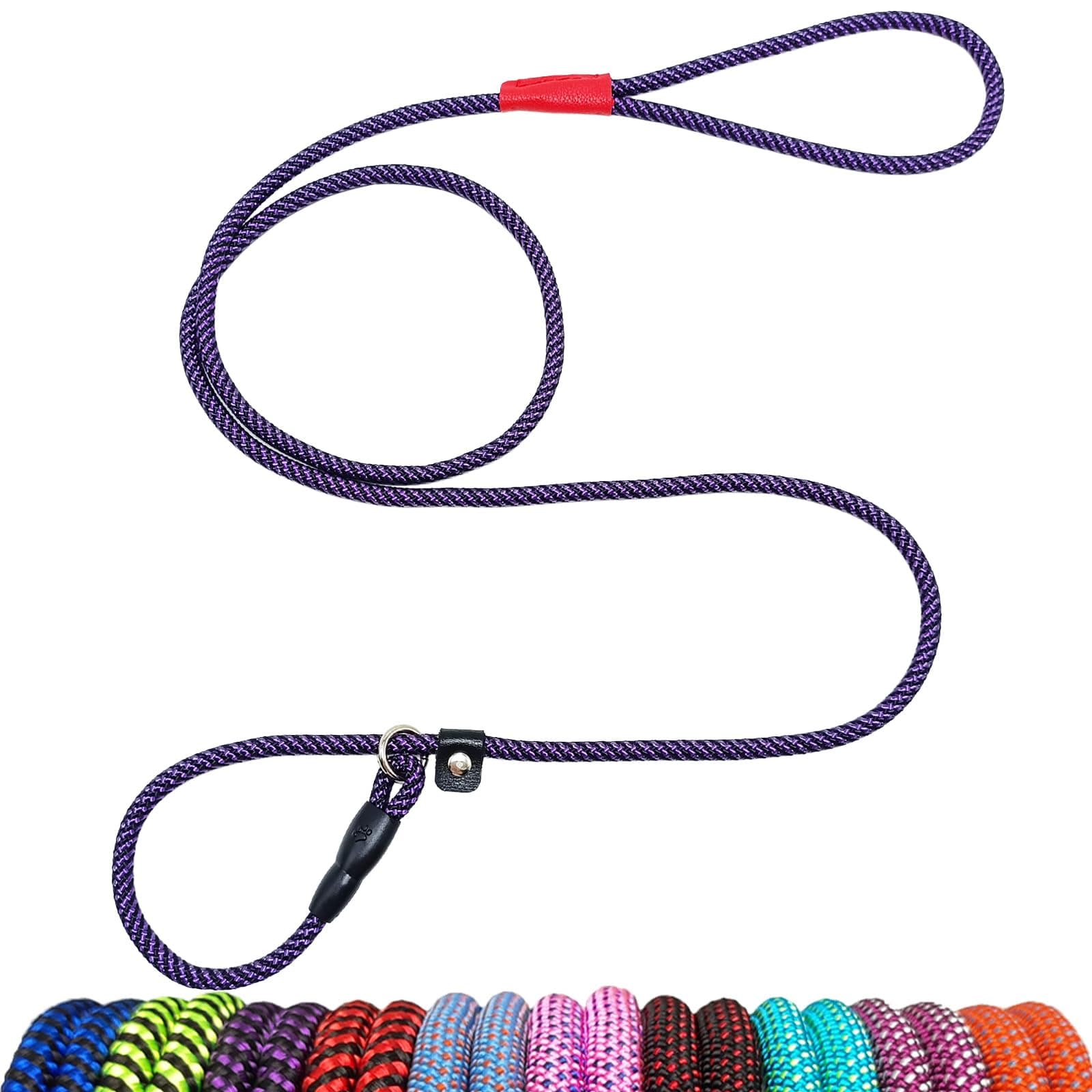 MayPaw Small Dog Slip Lead Leash, 5 Foot Nylon Rope Puppy Leash, Durable Colorful Adjustable Training Pet Leash 1/4 in x 5ft Purple