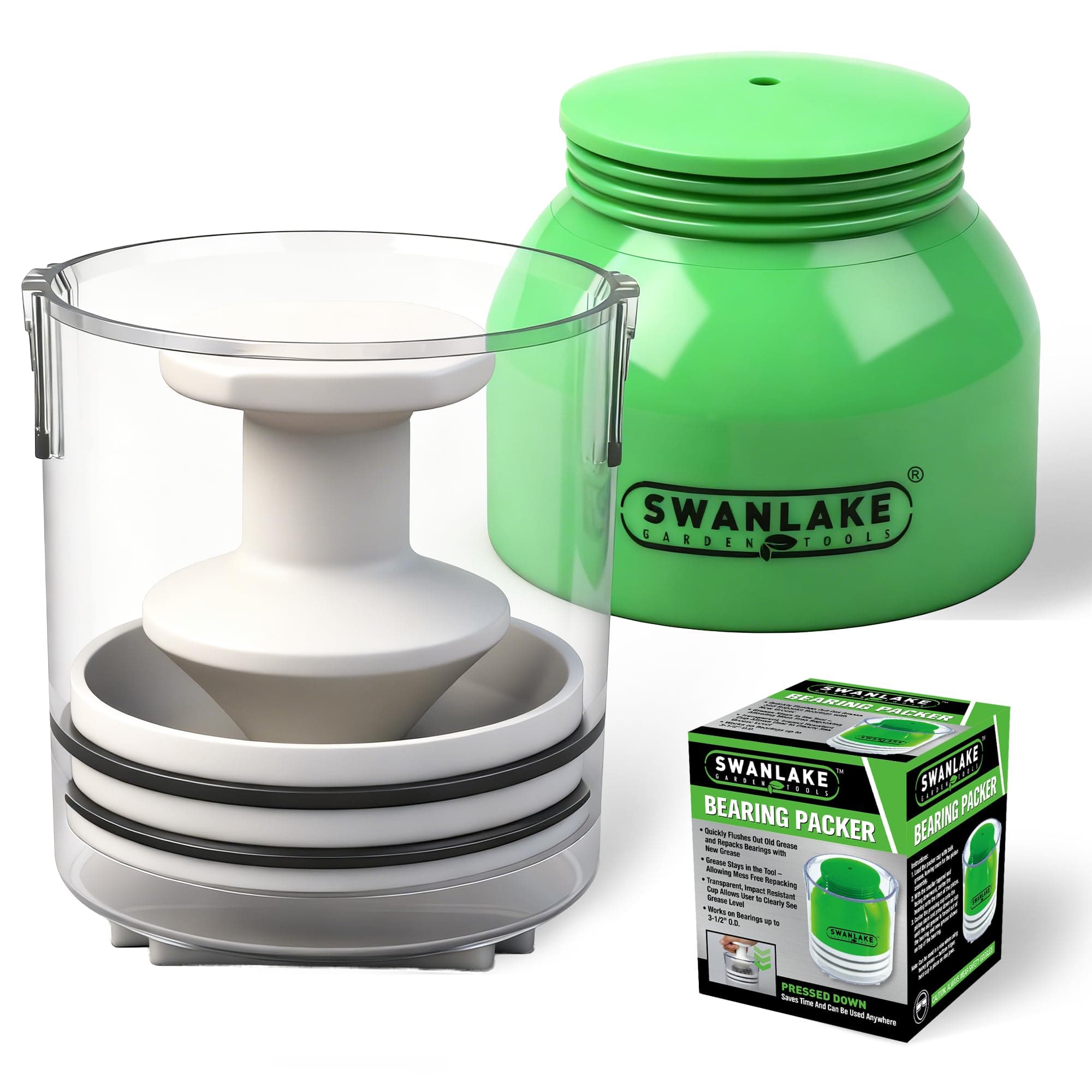 SWANLAKE GARDEN TOOLS Premium Bearing Packer Kit, Portable Handy Wheel Bearing Packer Tool, Effortlessly Flushes Old Grease and Repacks Wheel Bearings