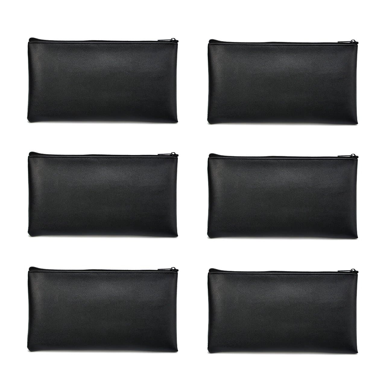 Bank Deposit Money Bag/Utility Zipper Bags for Cash Money Pens Check Wallet 11 x 6 Inch(Black)