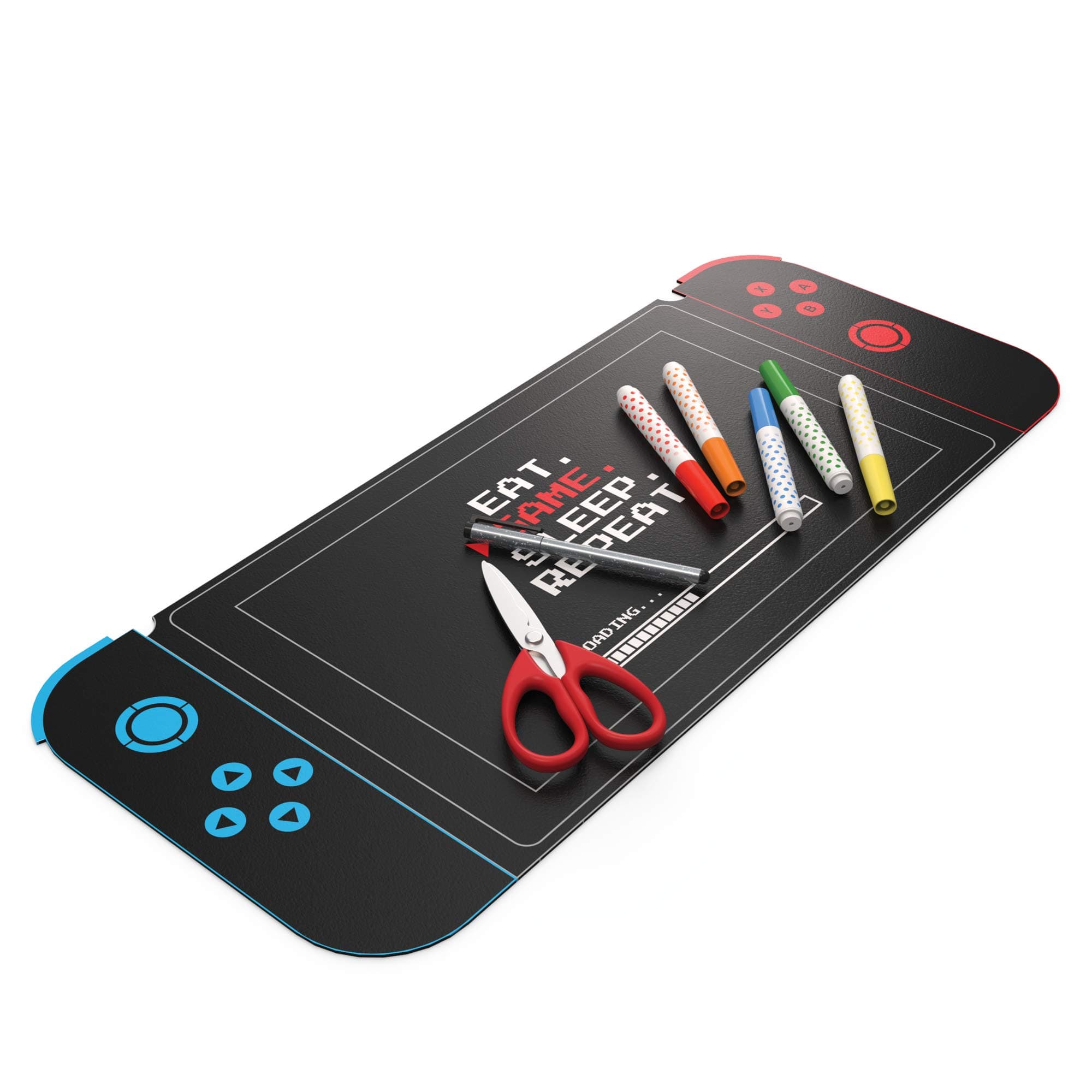 Kid's Desk Mat - For Schoolwork Arts & Crafts - Fun Computer & Mouse Pad Blotter - Washable Cover - Student School Organizer - Cute Office, Home School Supplies - Game Controller Design