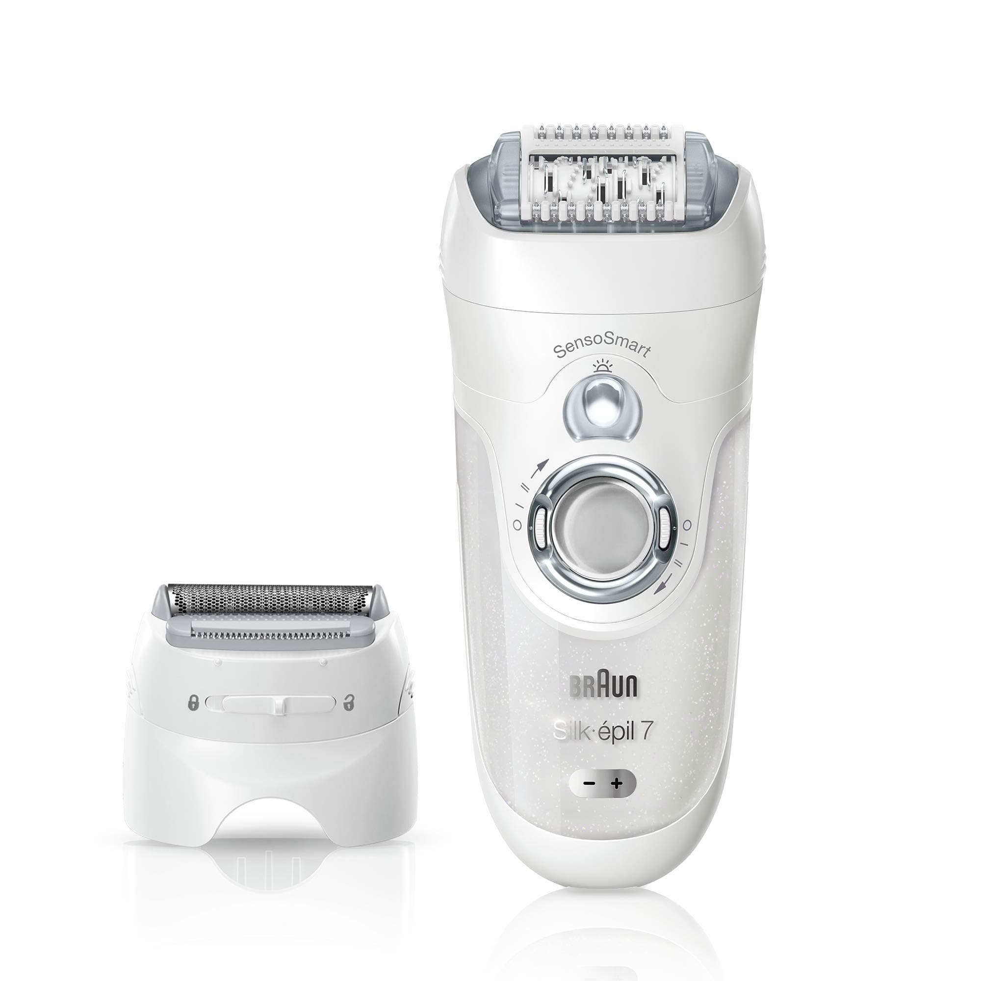 Braun Silk Epil 7 7/880 Sensosmart Epilator Silver With 7 Extras, White