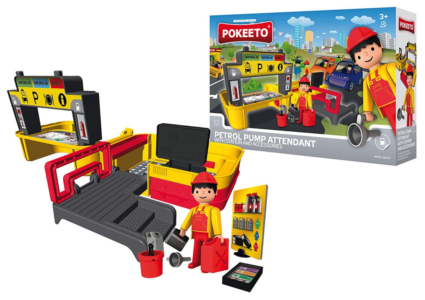 efko Pokeeto Petrol Pump Attendant with Station and Accessories