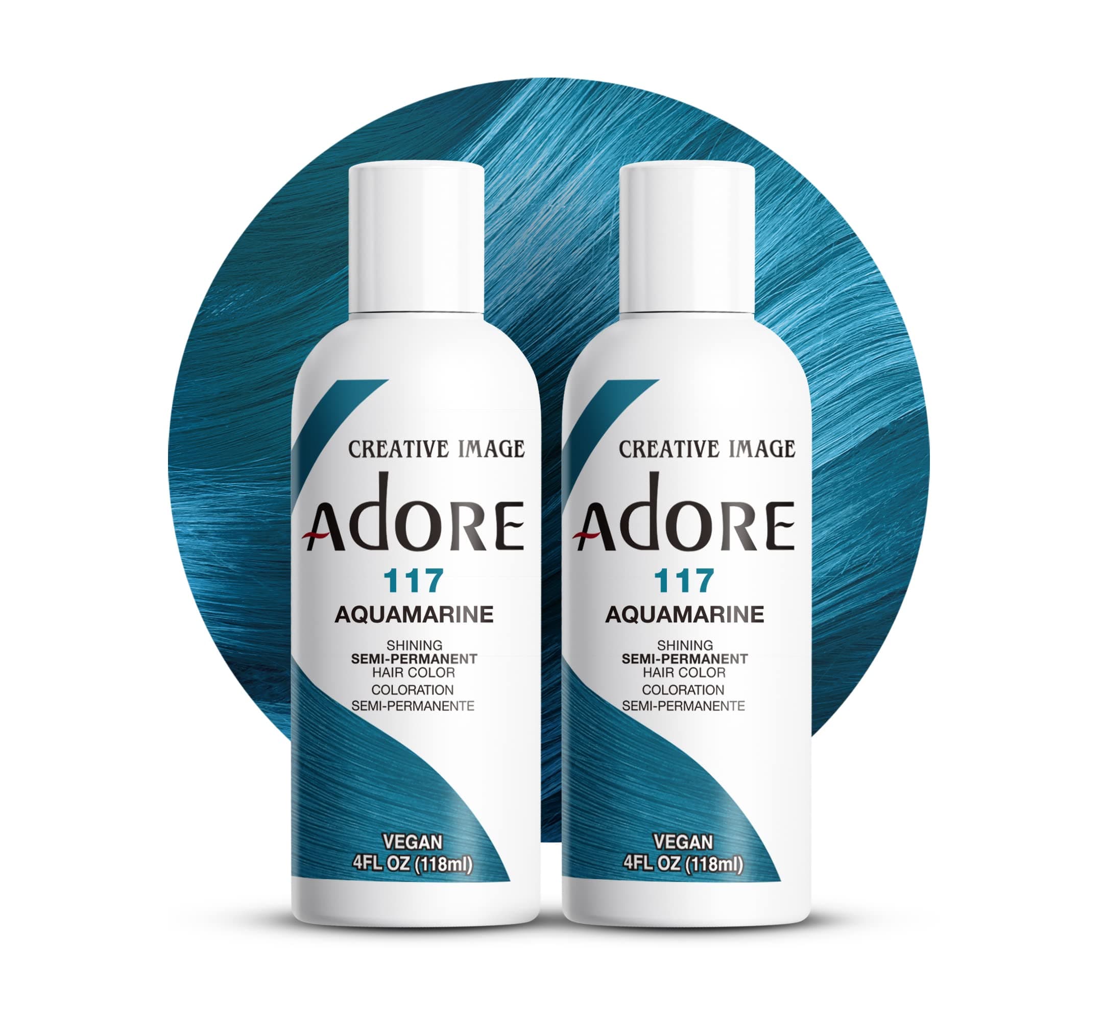 Adore Semi-Permanent Haircolor #117 Aquamarine 4 Ounce (118ml) (2 Pack)