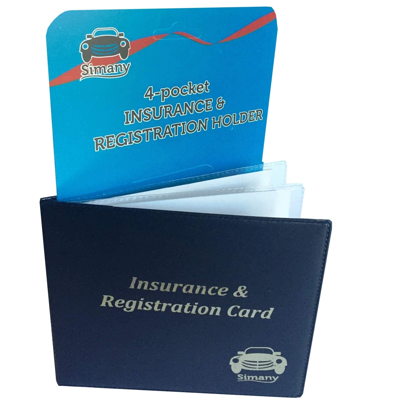 Set of 6 Blue Vinyl 4-Pocket AUTO CAR Truck Insurance Registration Card ID 5.25" x 4.6" Wallet Holder CASE