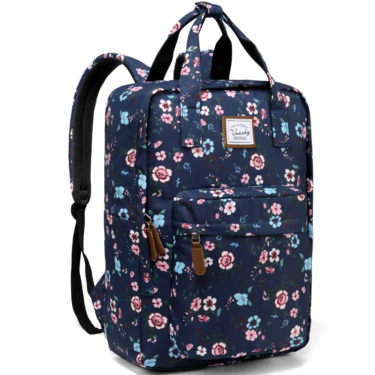 VASCHY School Backpack for Women/Teen Girls, Travel Backpack Water Resistant College High School Computer Bag Student Bookbag, Blossom Flowers