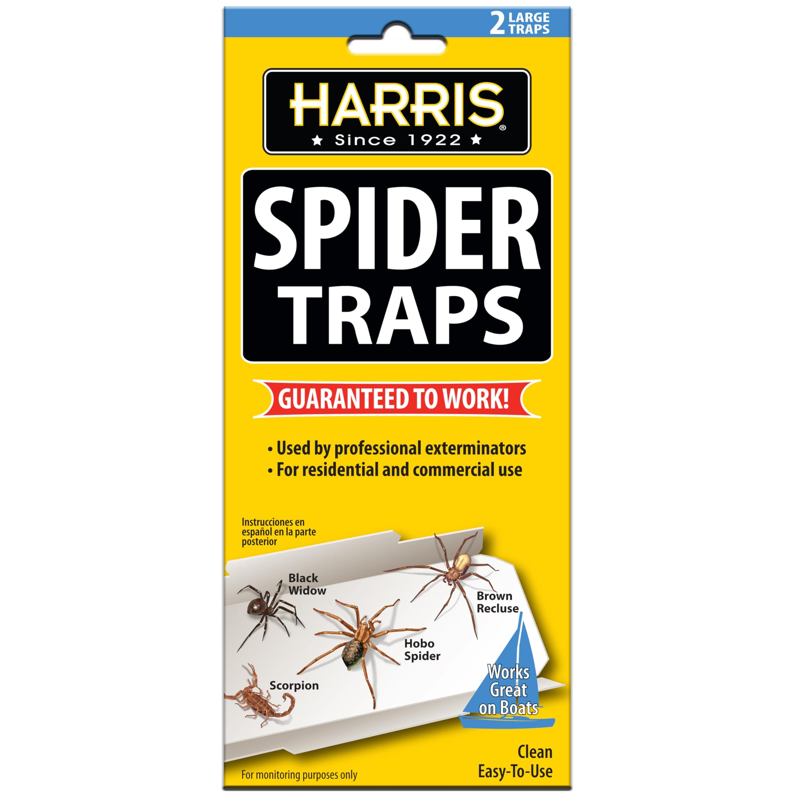Spider Glue Traps, Pesticide Free (2-Pack), Kills Brown Recluse, Hobo Spider, Black Widow and More