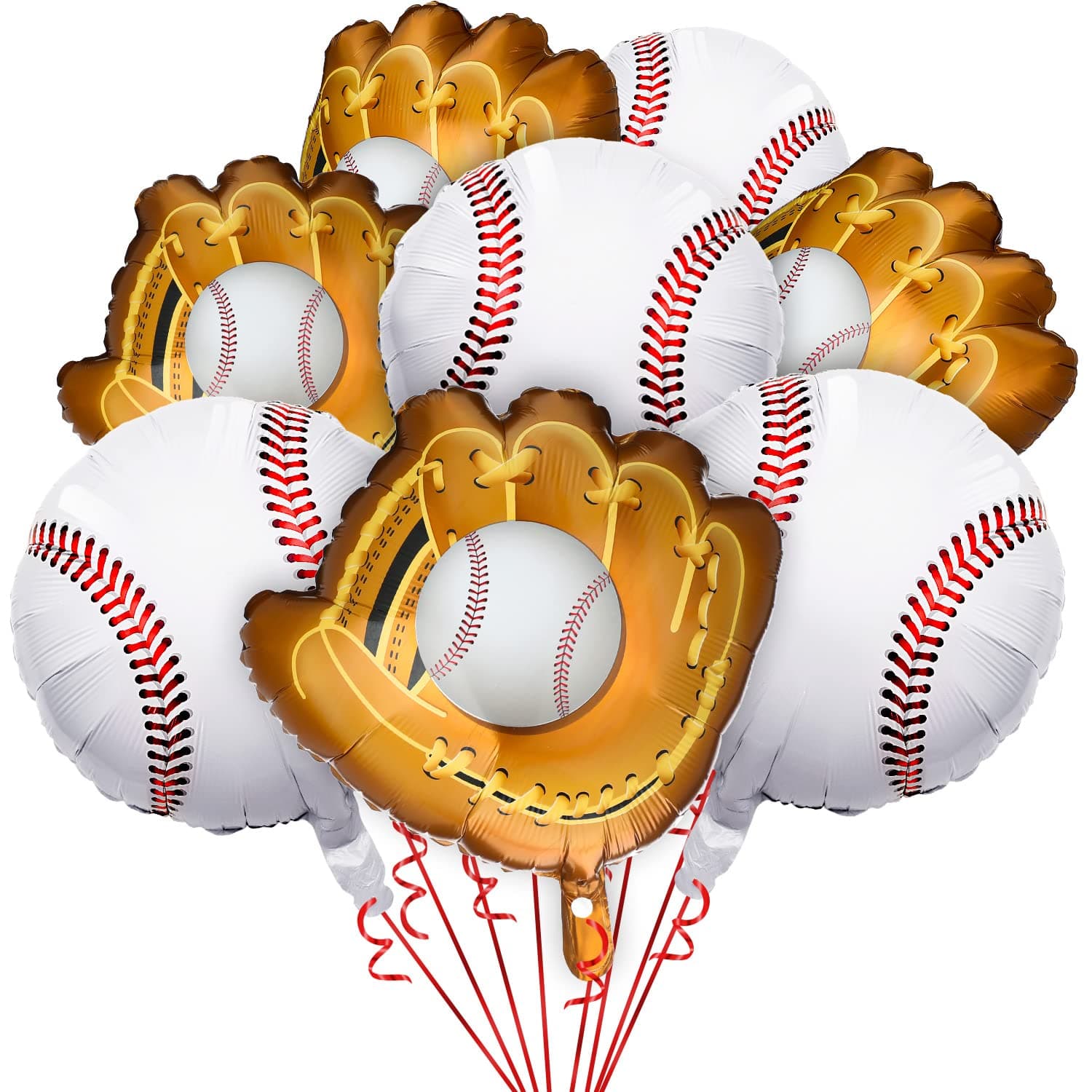 Skylety 8 Pcs Baseball Balloons Baseball Foil Glove Balloon Birthday Party Decorations 18 Inch Sports Themed Senior Night Decorations Supplies