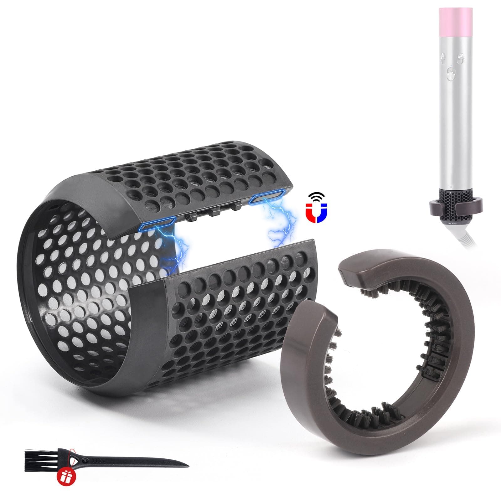 Outer Filter Cover Replacement for Dyson Air Wrap Hair Styler with Filter Cleaning Brush HS01 HS05 Magnetic Filter Cage Replacement