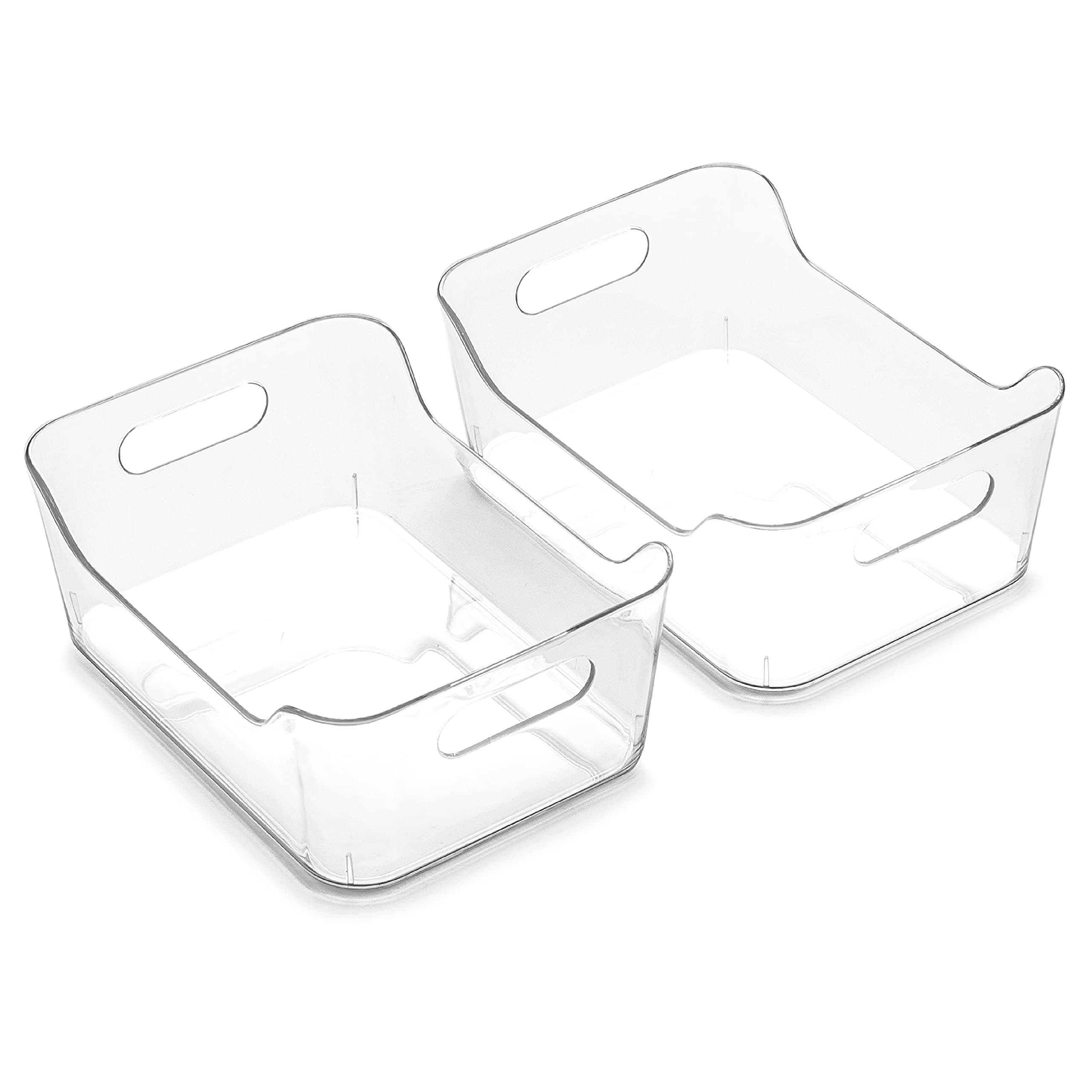 BINO | The SOHO Collection Plastic Storage Bins, X-Small - 2 Pack, Clear | Pantry and Fridge Organizer Containers, Kitchen Cabinet and Medicine Cabinet Bins