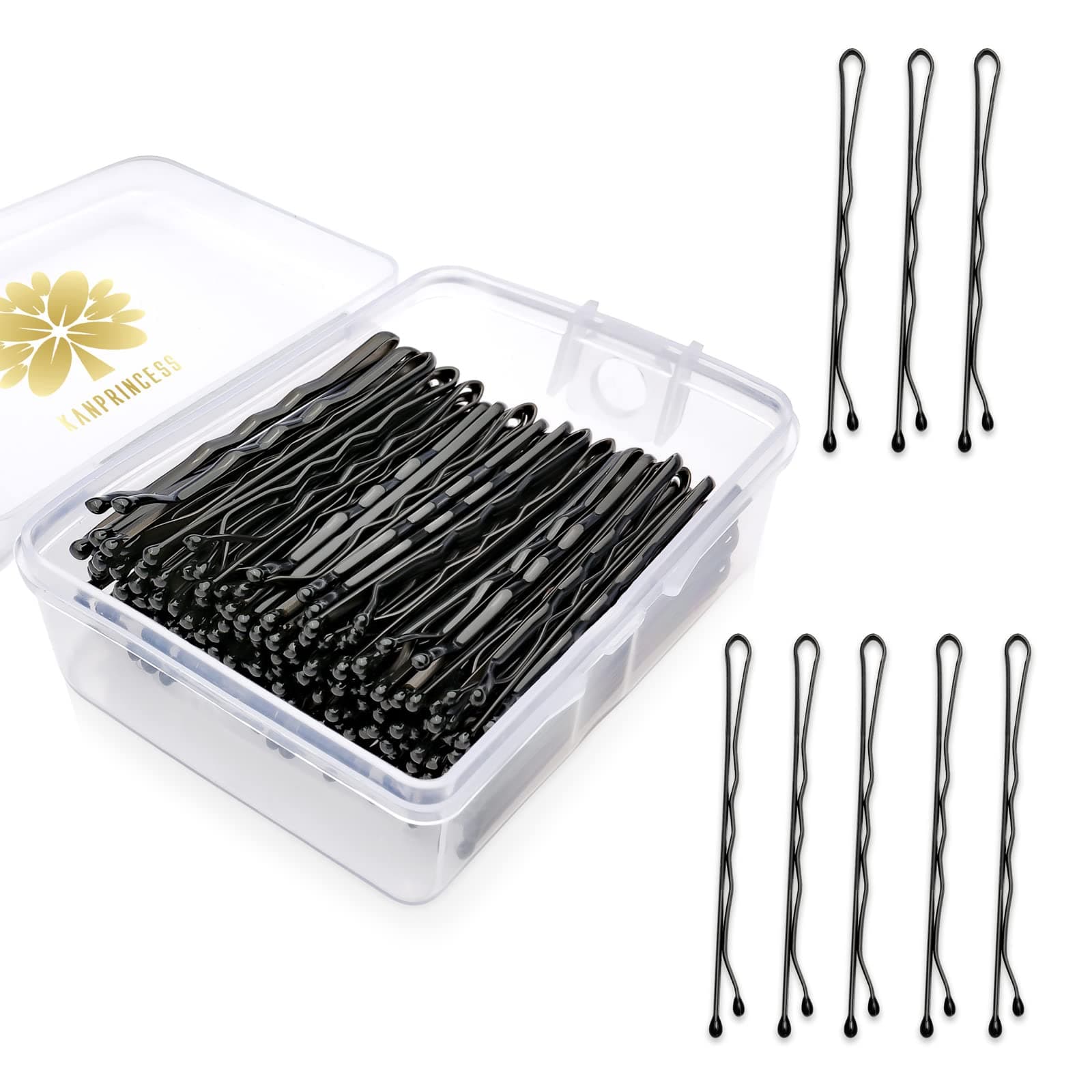 100PCS 2 Inch Bobby Pins Black,Pain-Free Bobby Pins for All Hair Types,Hair Pins for Women Girls,Hairpins for Buns with Box(Black)