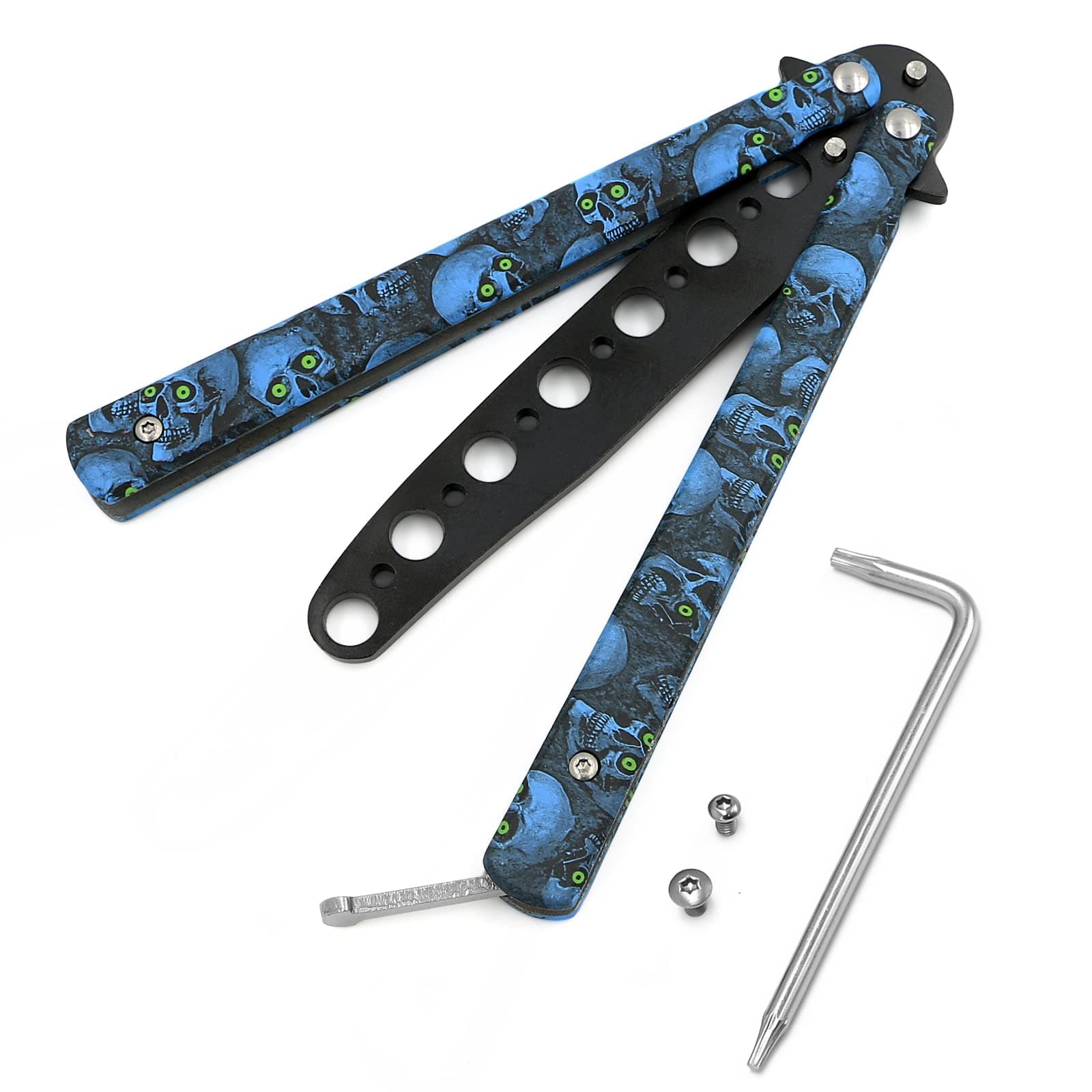 MORDEN MS Practice Finger Trainer Tool, Steel Metal Folding Balisong Tool with Latch for Training and Practicing Flipping Tricks