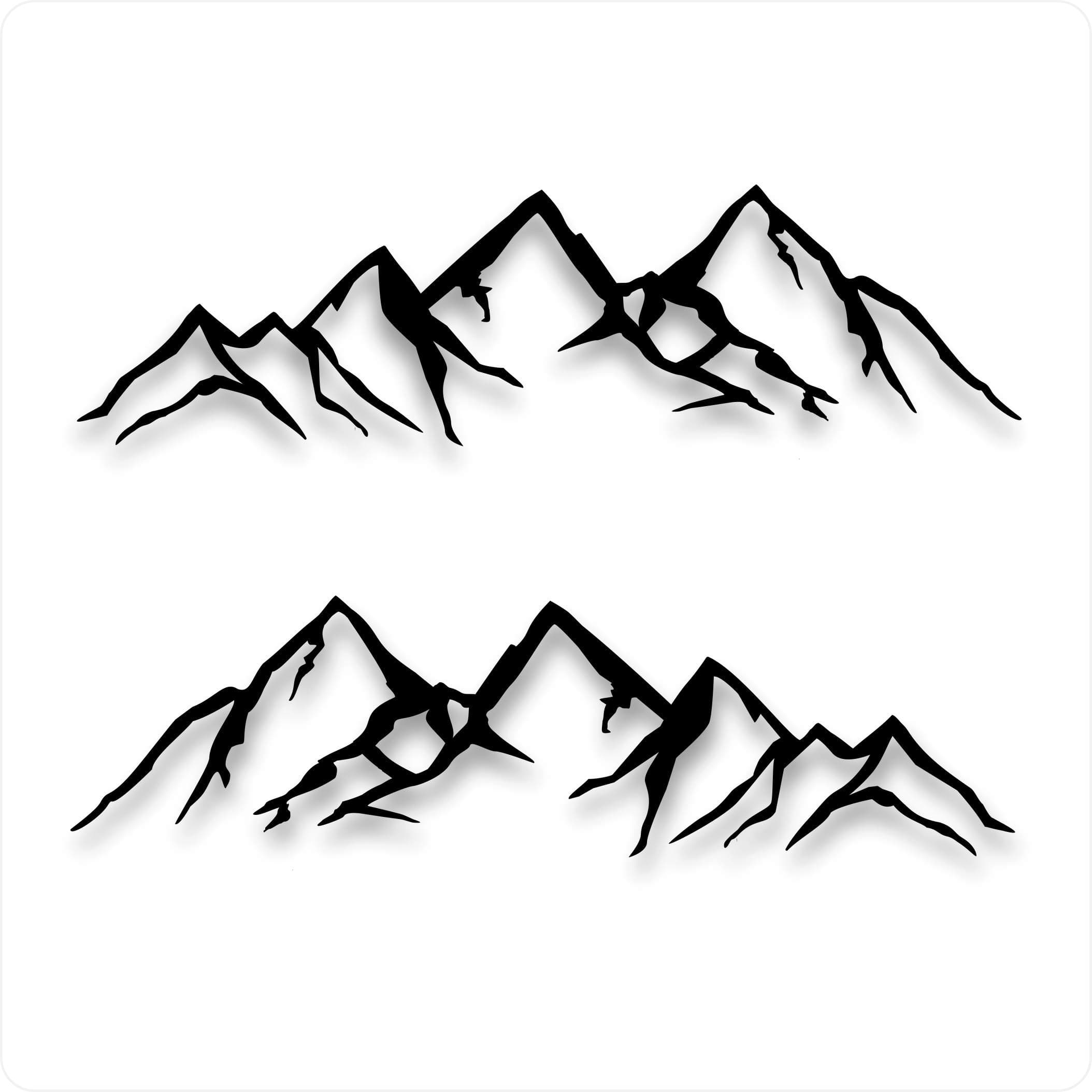 Mountain Decal Set, Black 5" Inch Die Cut Vinyl Stickers for Car or Truck Door Badge Overlays | Exterior Grade 6+ Year Automotive Graphics for Off Road, Overlanding, Camping Vehicle Emblems x2
