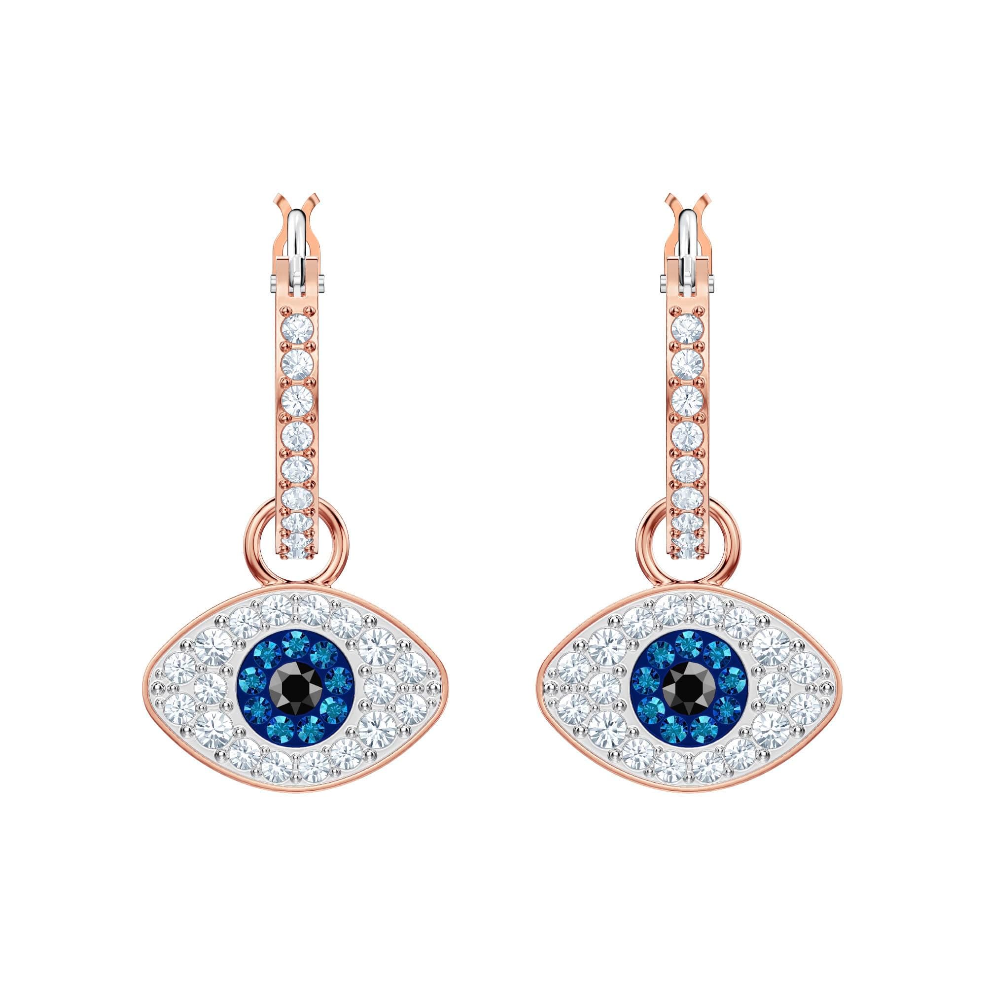 Women's Symbolica Evil Eye Hoop Pierced Earrings, Multi-colored, Rose-gold tone finished