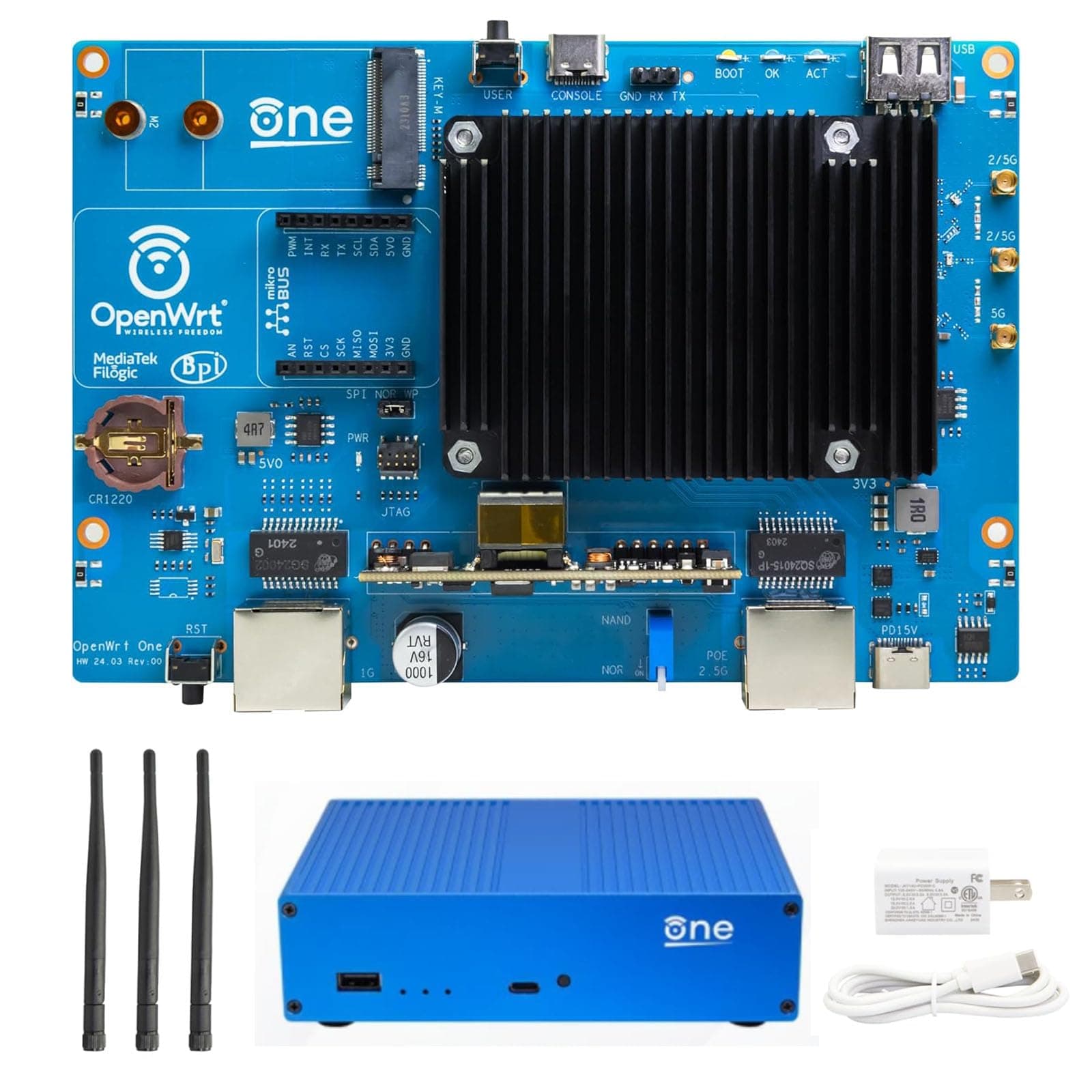 youyeetoo Banana Pi OpenWrt One - WiFi 6 Official OpenWrt Router Mainline Support, MediaTek MT7981B SoC 1GB DDR4 RAM, RJ45 Port