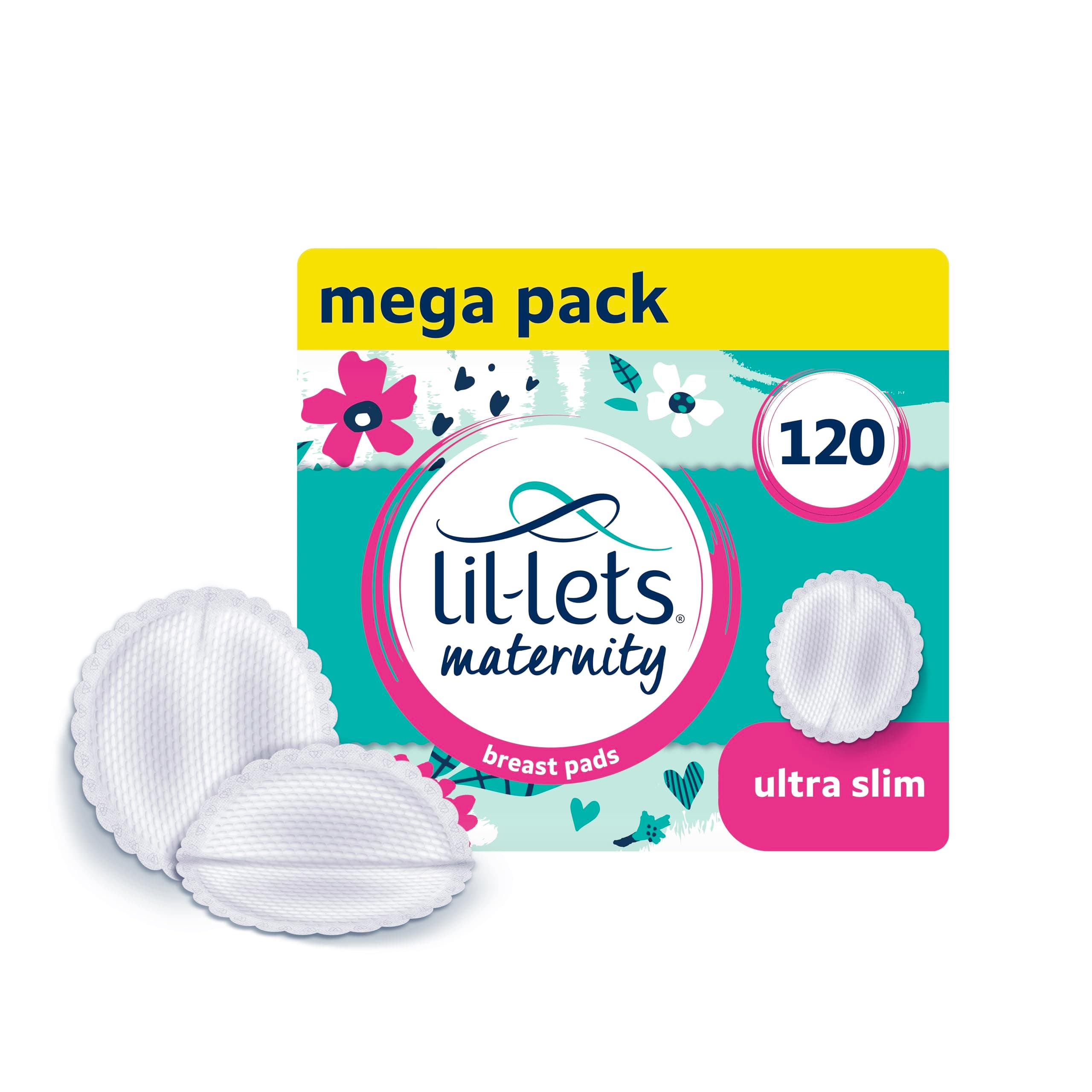 Lil-Lets Maternity BreastPads, X 120 Count, Disposable Nursing Pads, for Breastfeeding Mums, Individually Wrapped, Ultra Slim & Absorbent, 4 Packs
