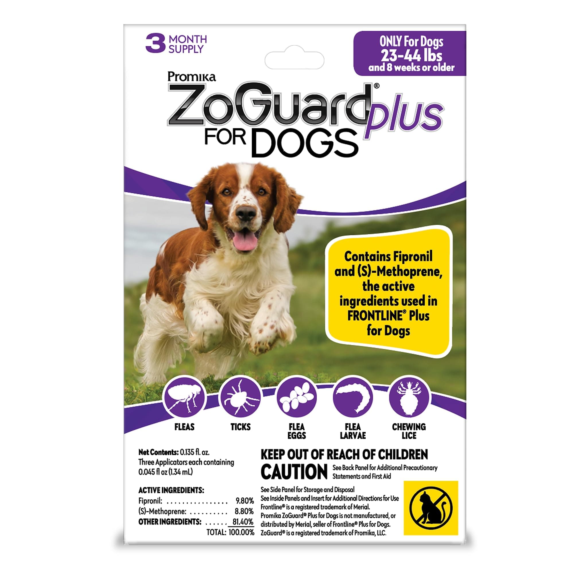 ZoGuard Plus Flea and Tick Prevention for Medium Dogs – Flea & Tick Prevention for Dogs 23-44lbs (3 Doses)