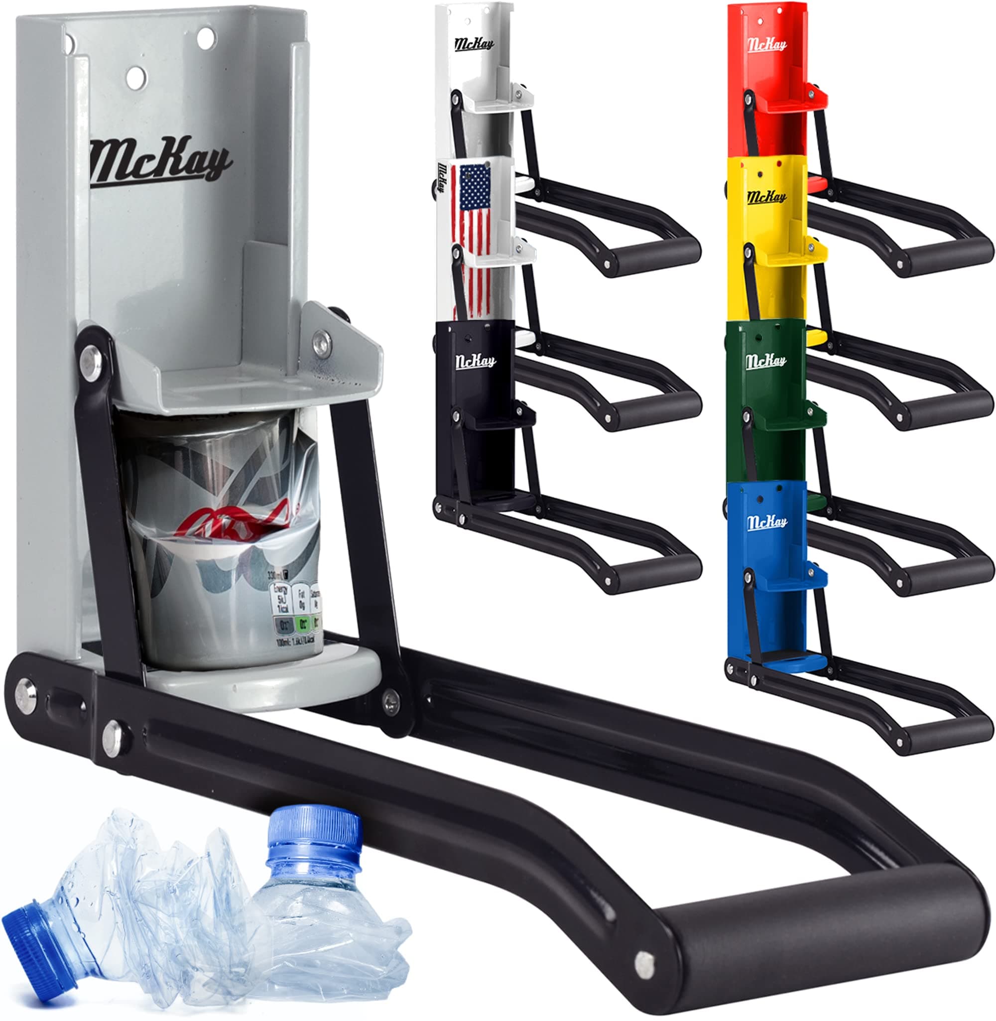 McKay 12 oz. Metal Can Crusher, Heavy-Duty Wall-Mounted Smasher for Aluminum Seltzer, Soda, Beer Cans and Bottles for Recycling - Grey