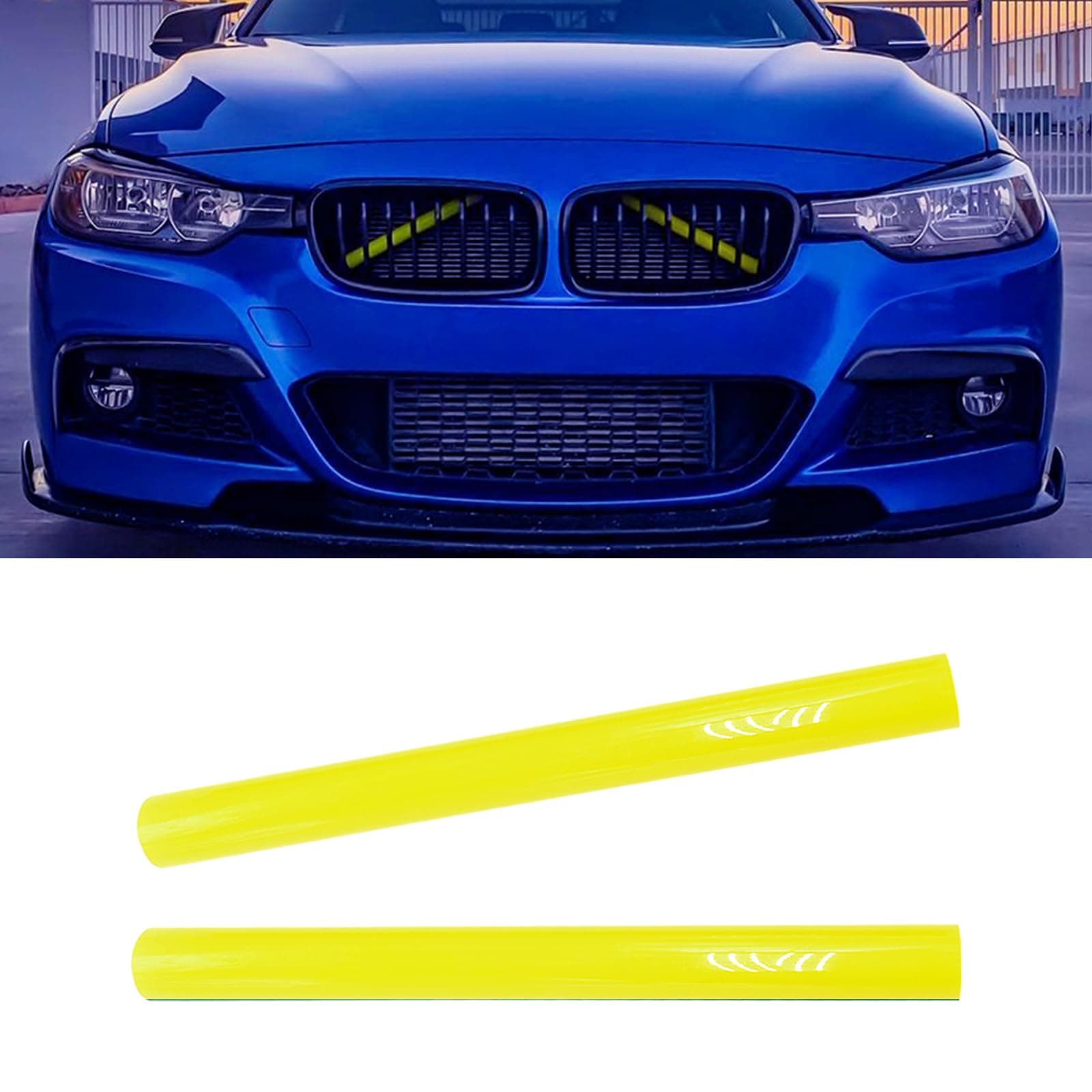 M-Sport V Brace Grille Inserts Stripes Trim, Compatible with BMW 3/4 Series F30 F32 320 328i 330 335 428 435 Front Grille Trim Stripes Cover (Yellow)