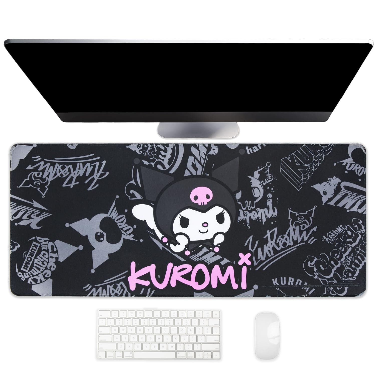 Kuromi Jumbo Desk Mat, Large Desktop Mousepad, Kawaii Desk Pad, Cute Hello Kitty Decor, 70 x 30 cm