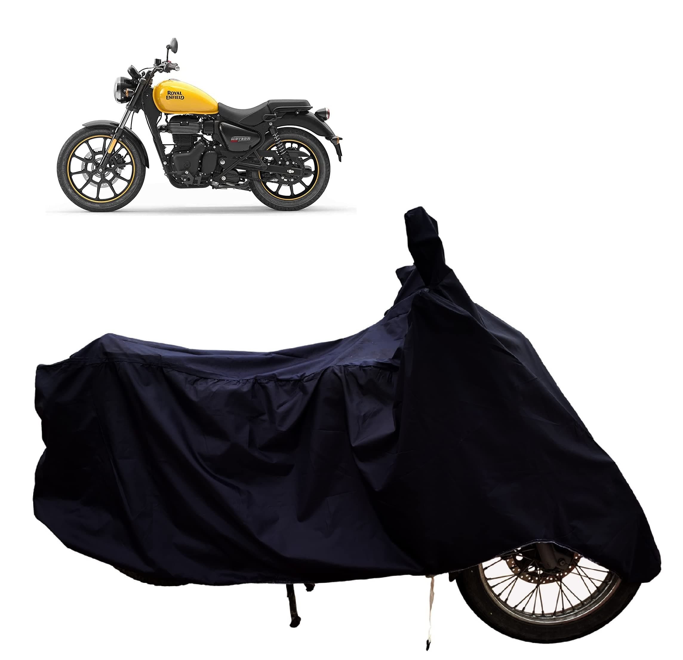 Tricway Bike Body Cover for Royaal enfieeld Meteor 350 BS6 Along with Dust Proof and Water Repellent with Premium Polyester Fabric (Black)