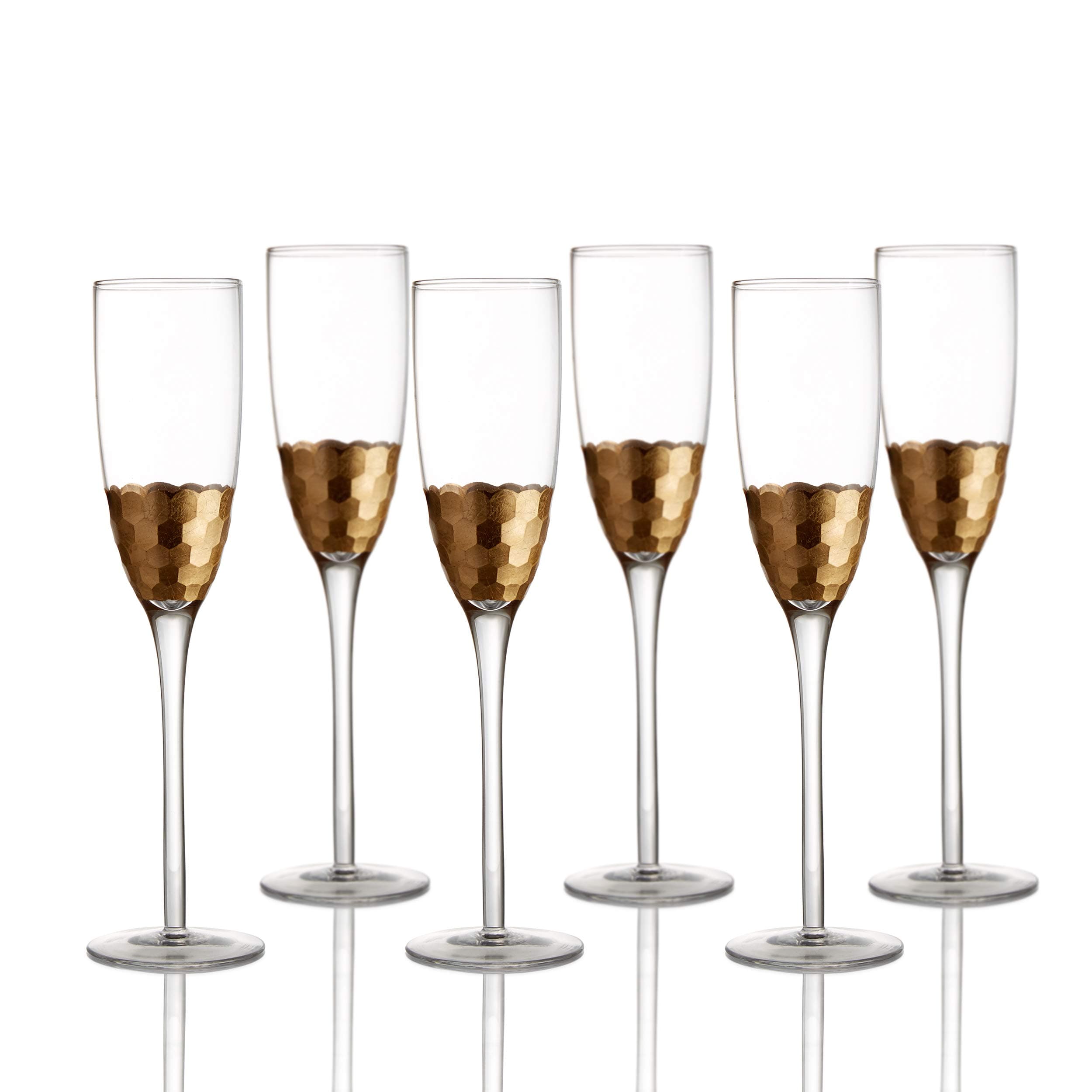 Fitz and Floyd Flute Glass Set of 6 – Elegant Lead-free Matching Drinkware Perfect For Everyday Use Or Entertaining – Stylish Modern Glasses Make An Ideal Gift For Weddings, Birthdays, Holiday