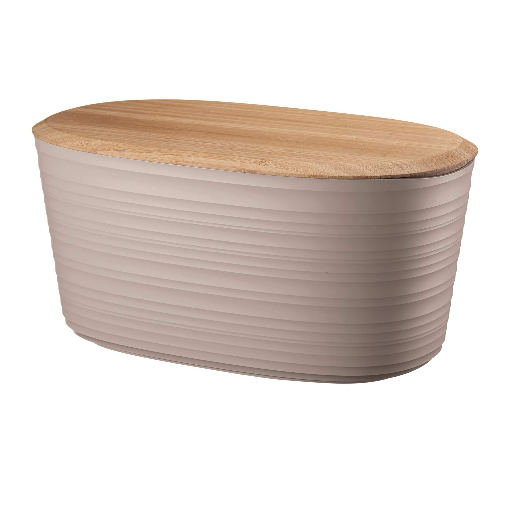 Taupe Bread Bin W/Bamboo Breadboard Top Tierra