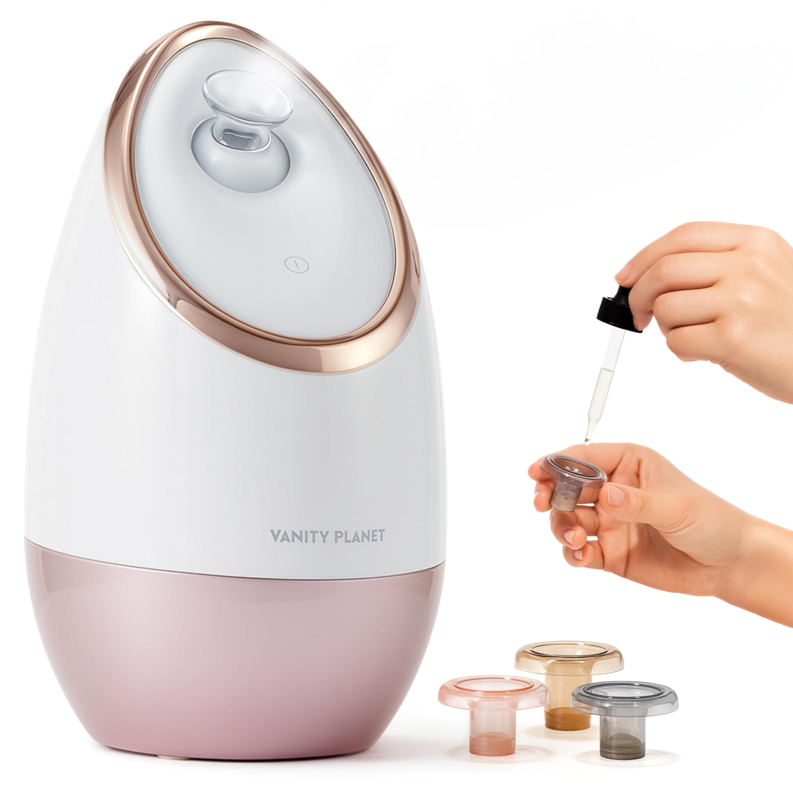Vanity Planet Aira Ionic Facial Steamer - Face Steamer for Facial Deep Cleaning, Moisturizing - Steamer for Face with Adjustable Nozzle, Water Tank and 3 Essential Oil Baskets (Rose Gold)