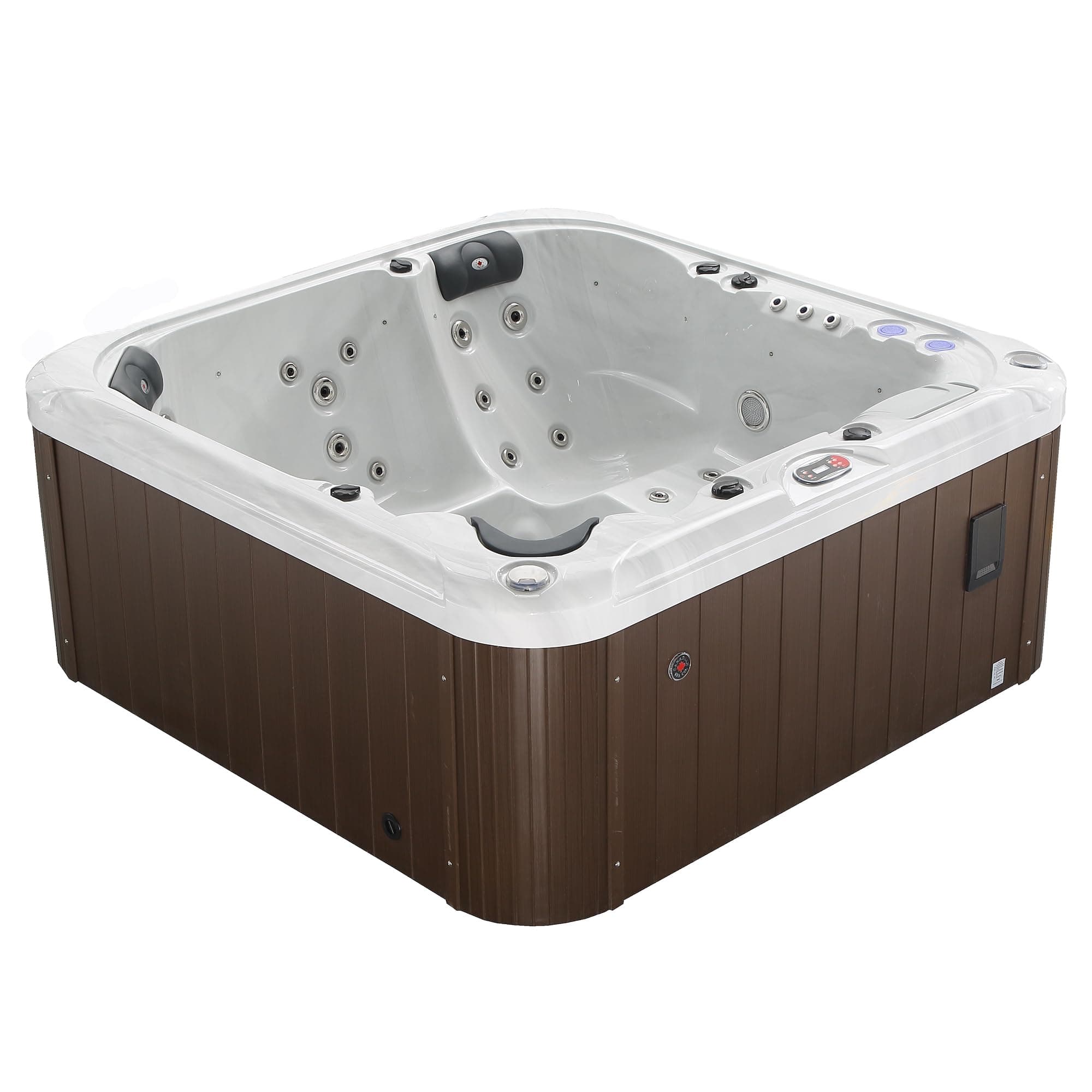 – CANADIAN SPA CO. London AI Hot Tub | 6-Person 44-Jet | 213 x 213 cm Square, with Cover, LED Lighting, Heating and 44 Hydrotherapy massage Jets, Year-Round Use