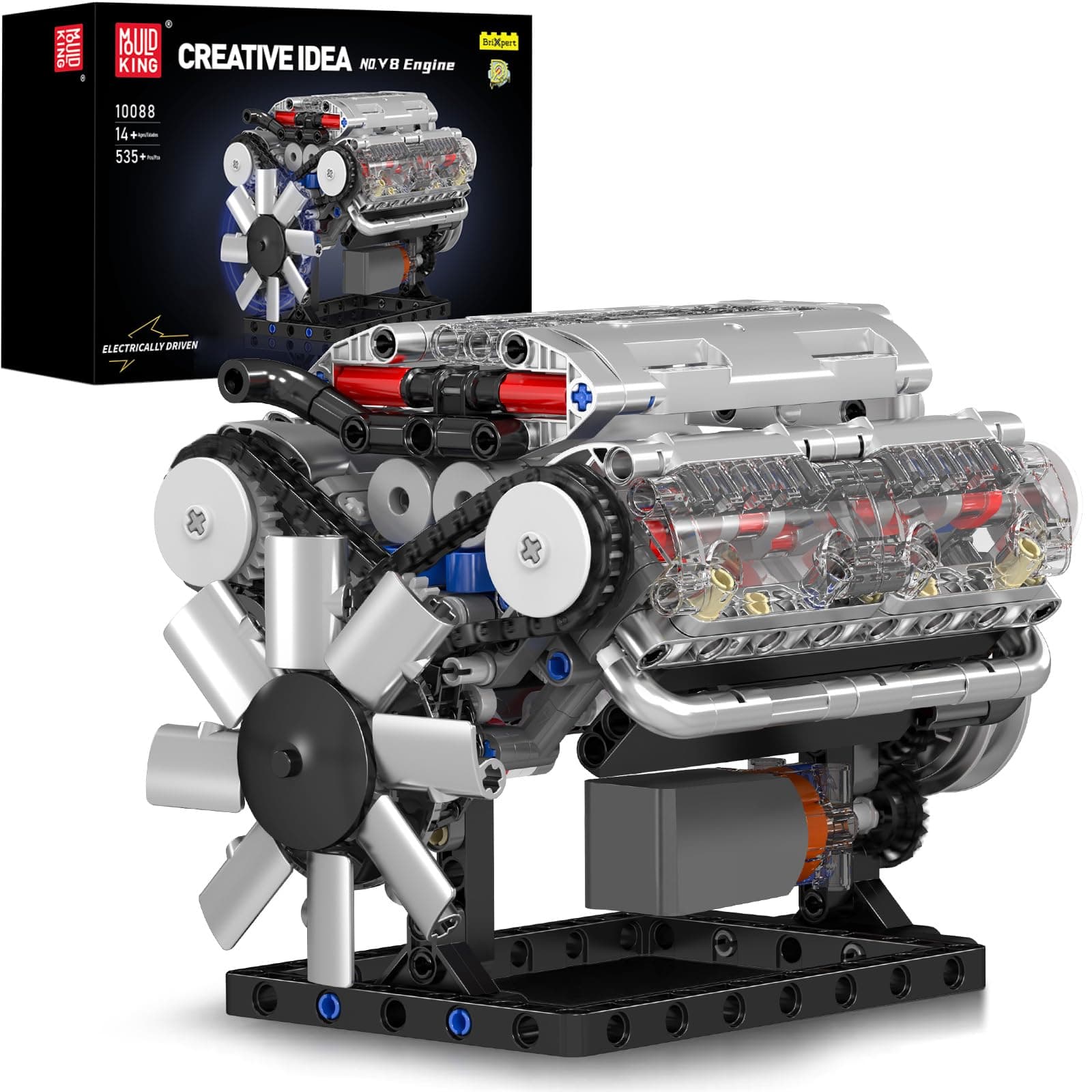 V8 Engine Building Blocks Sets, MOC Scale Model Kit with Battery and Motor, Collectible Set for Adults, Construction Toys for Kids Children Boys Girl (535 Pcs)