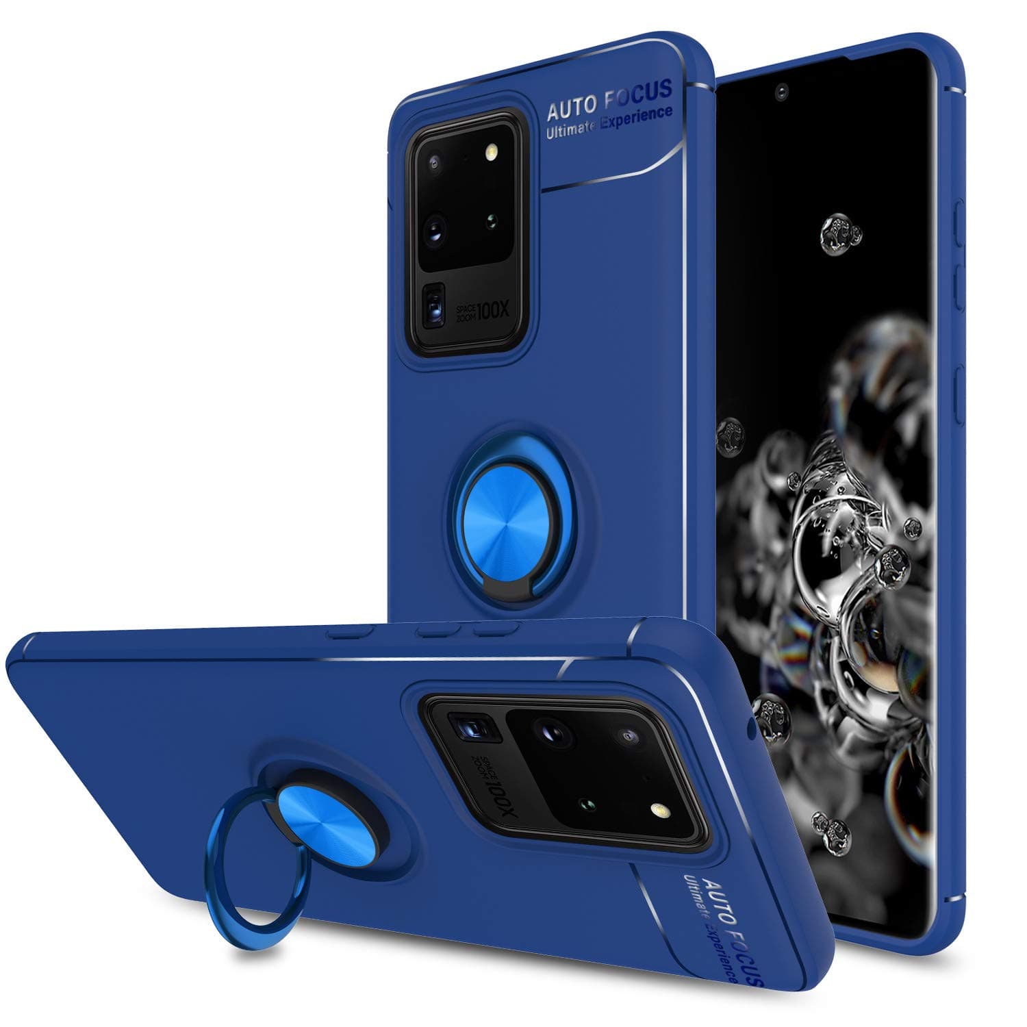 Elegant Choise Galaxy S20 Ultra Case, Hybrid Ultra Thin Ring Holder Kickstand Shockproof Anti-Scratch Rugged Bumper Armor Drop Protective Case for Samsung Galaxy S20 Ultra 5G 6.9 inch (Blue)
