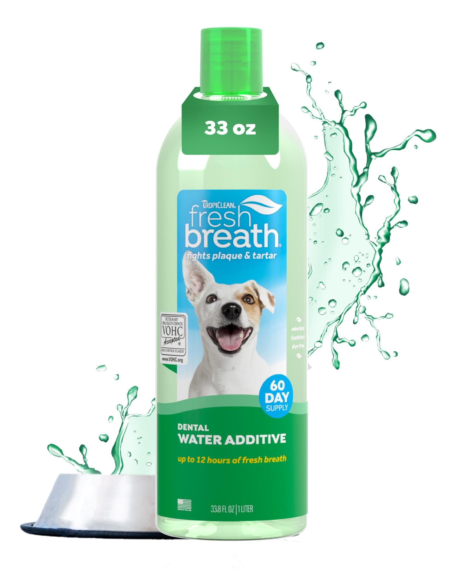 TropiClean Fresh Breath Water Additive Formulated Dental Oral Care for Dog 32z