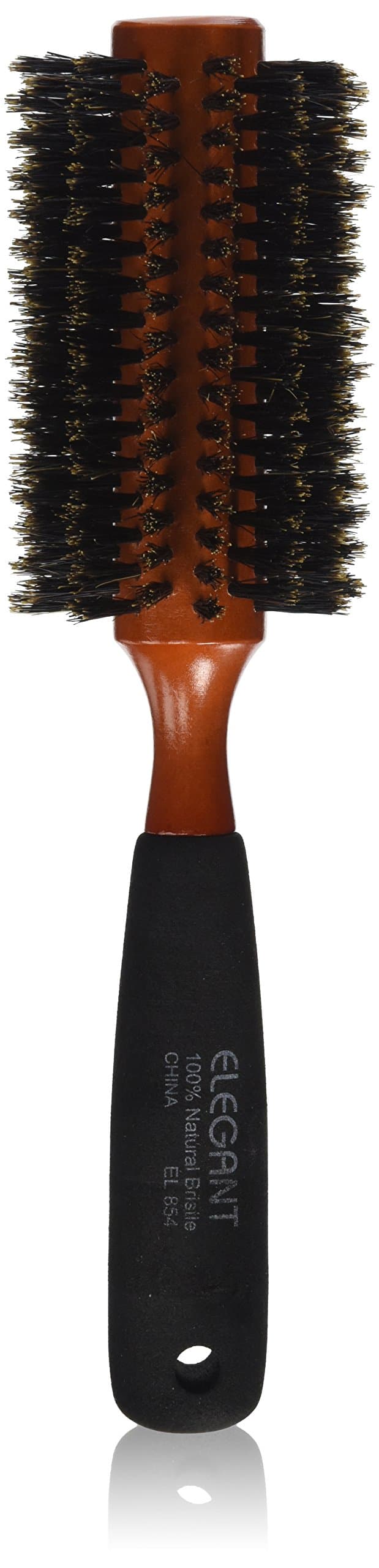 Elegant Brushes Round Boar Wooden Brush, Brown, 2.5 Inch