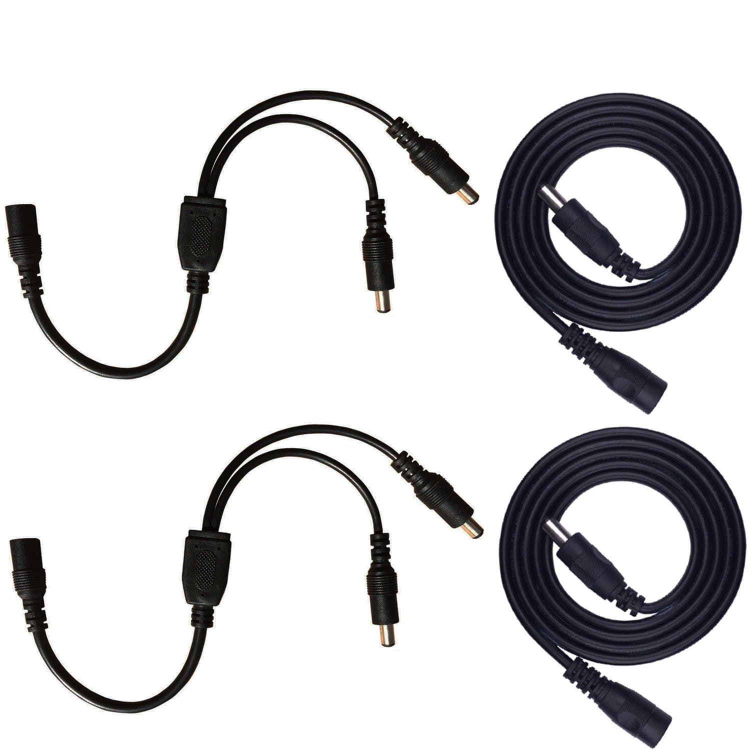 DC Power Adaptor 1 Female to 2 Male 5.5mm X 2.1mm DC Splitter Cable,DC Power Supply Branch Cable for CCTV Camera,LED Strip Light DC Jack Splitter(1to2 splitter)(2 pcs/pack)