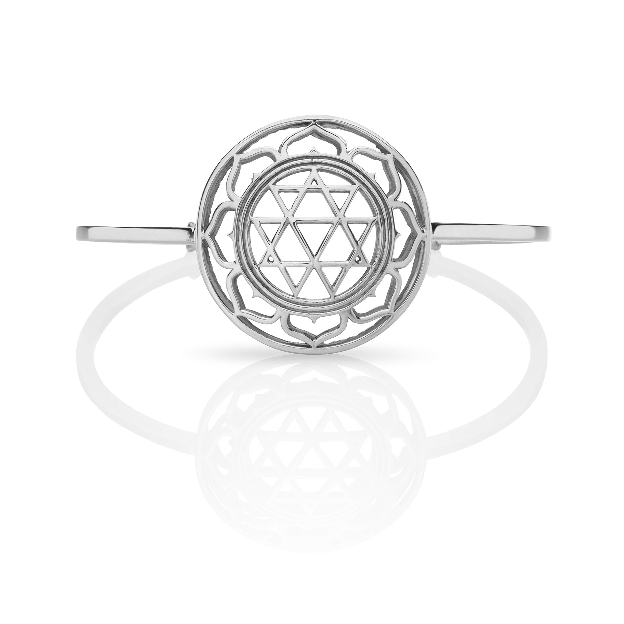 Yoga Bangle Bracelet with Durga Yantra Symbol Handcrafted in 925 Sterling Silver Bangle Bracelet from Wellbeing Collection by Nicofilimon the Jewelry Designer