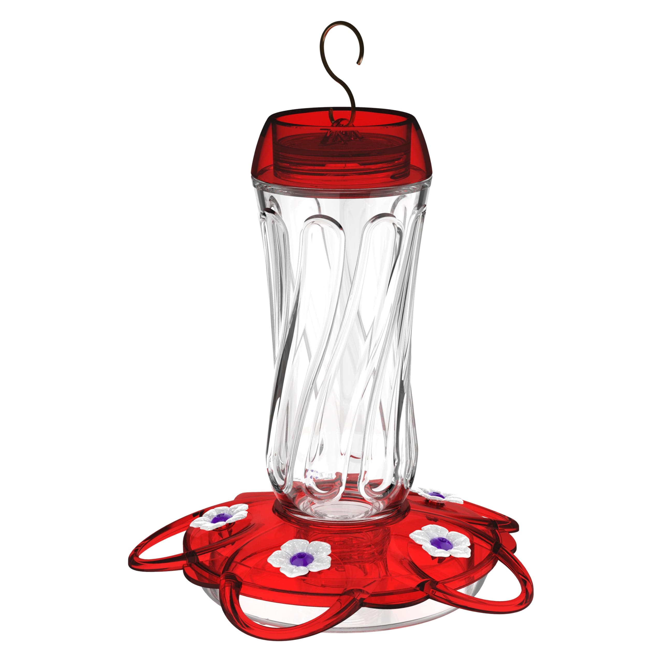 More Birds Orion Hummingbird Feeder, Glass Hummingbird Feeders for Outdoors, 5 Feeding Stations, 16 Ounces
