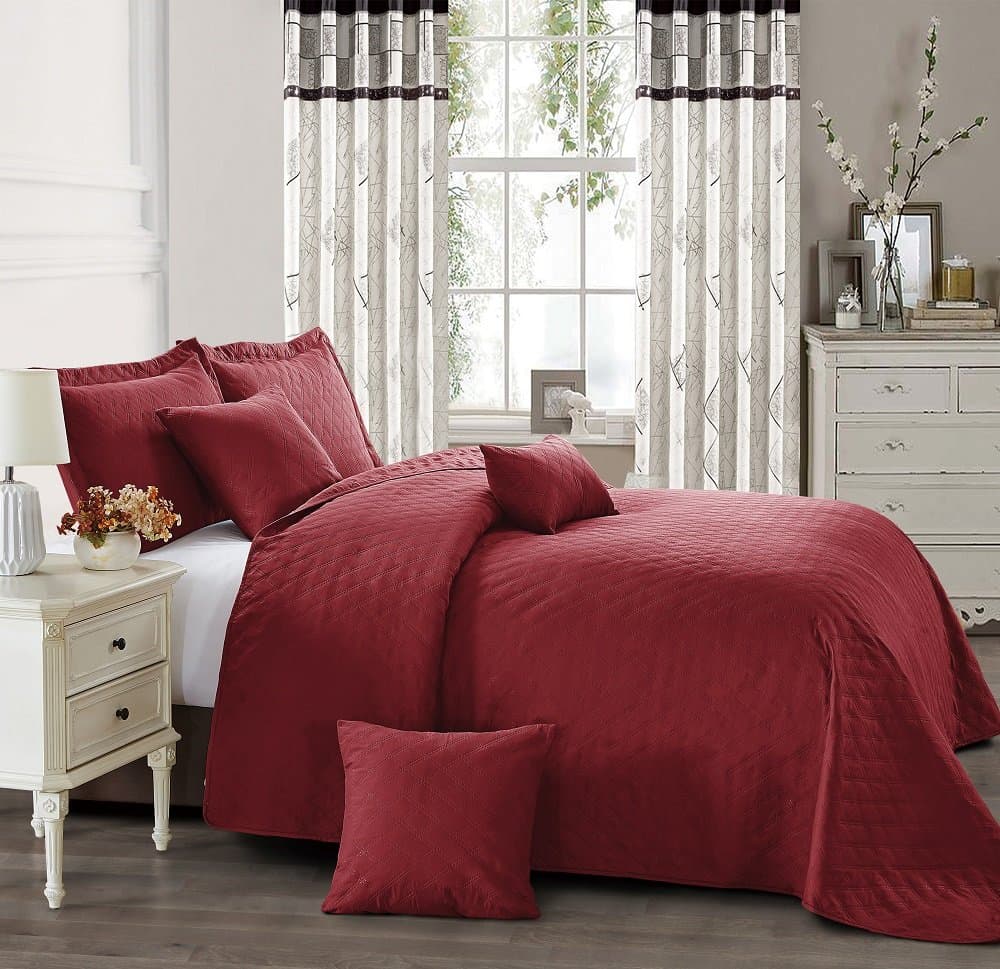 New Beautiful INSPIRATION Quilted Bedspread/Throw with 2 Pillow Shams (RED, King)