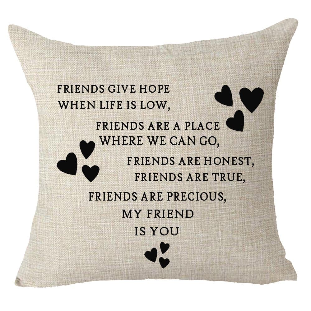 Best Friends to The Friends Love Heart Throw Pillow Cover Cushion Case Cotton Linen Material Decorative 18" x18'' Square