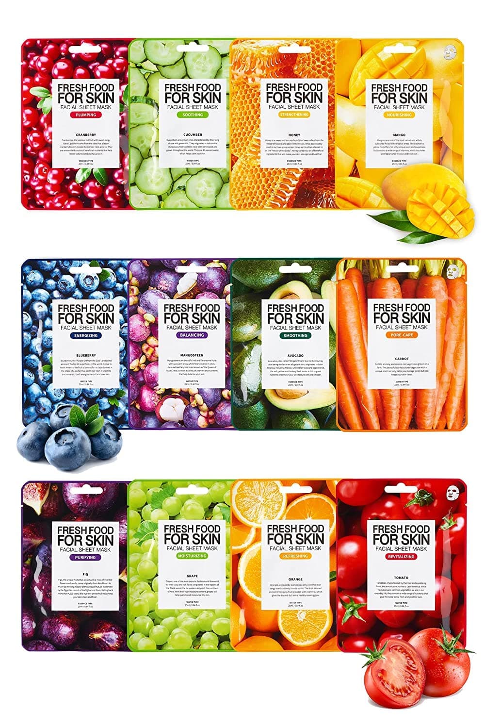 FARMSKIN Freshfood Salad Facial Sheet Mask for Skin, 12 Sheets Set