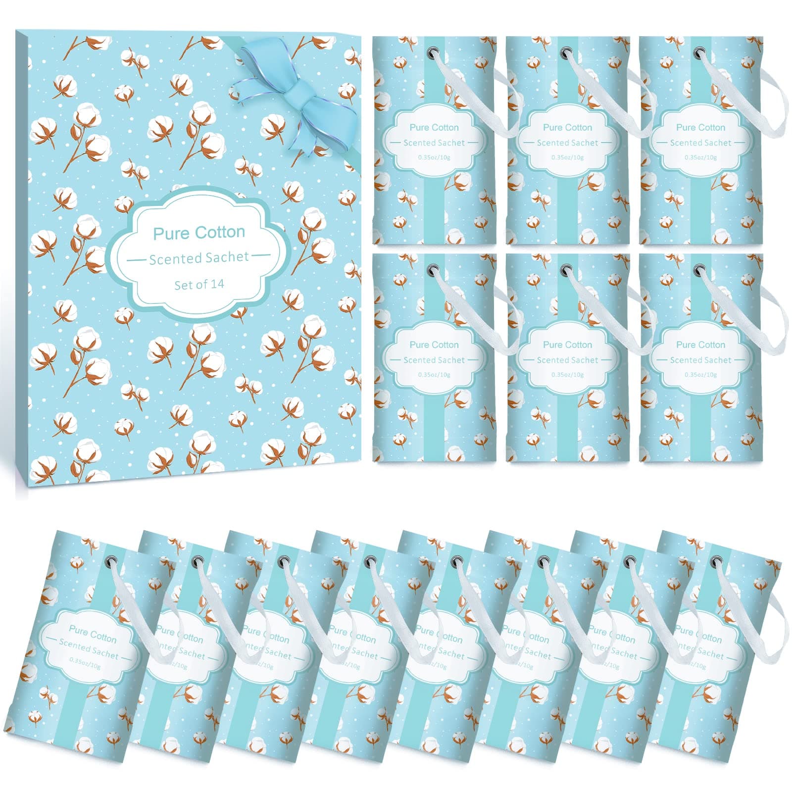 SCENTORINI Scented Sachet, Cotton Fragrance Sachets for Drawers, Closets, Wardrobe, 14 Pack