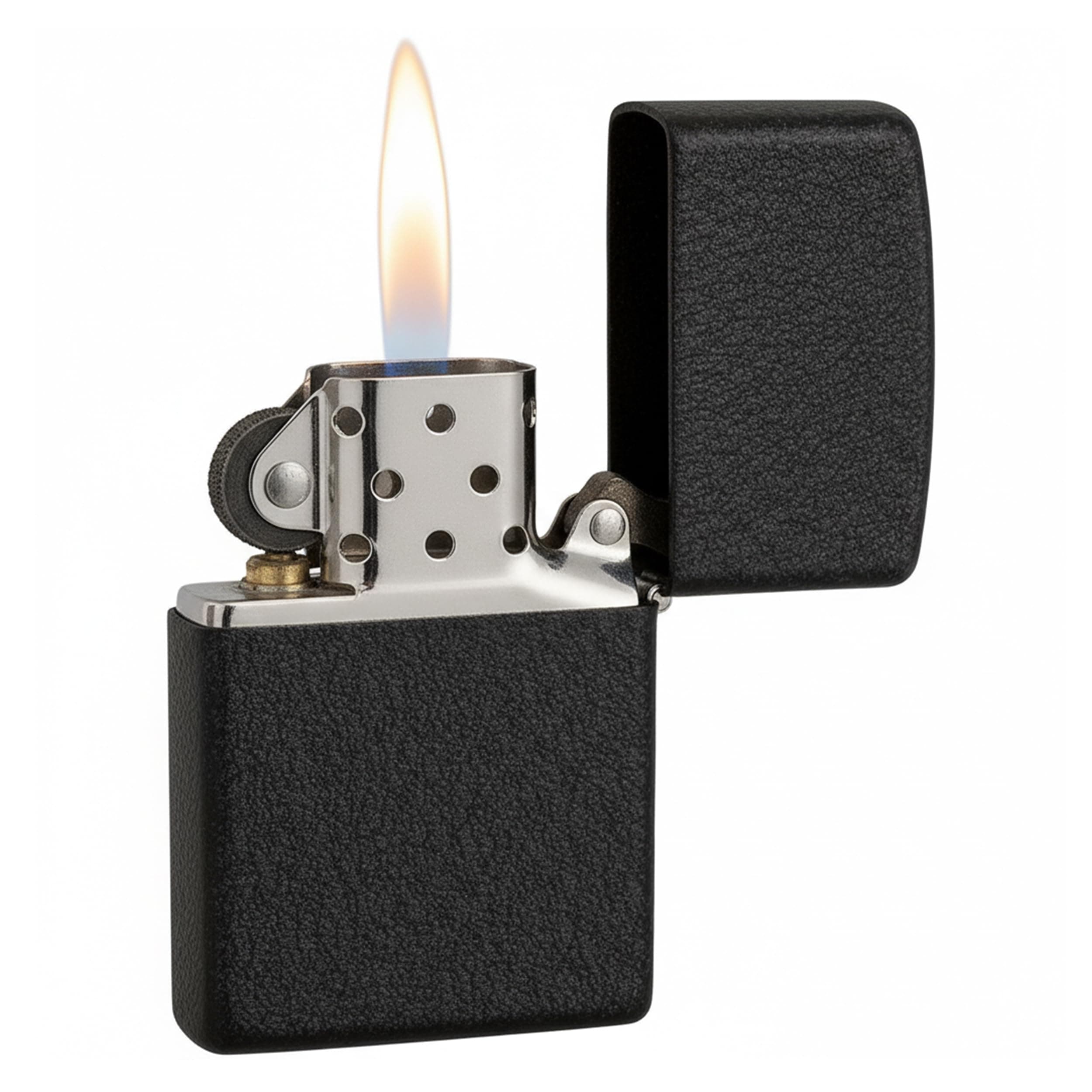 Windproof Lighter - Black Crackle - Refillable for Lifetime Use - Adjustable Flame - Gift Box - Metal Construction - Made in USA