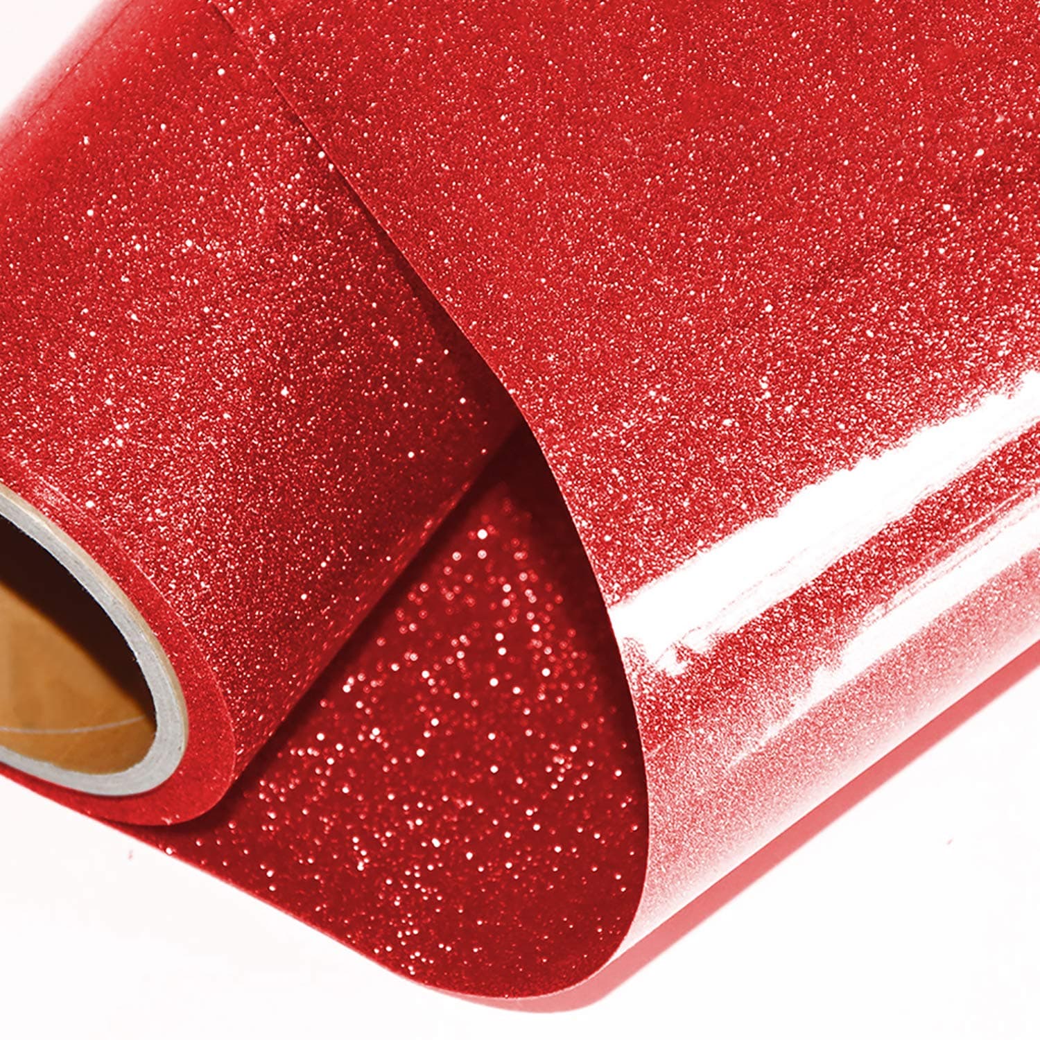 ARHIKY Glitter Heat Transfer Vinyl HTV for T-Shirts 10Inches by 5 Feet Rolls(Red)