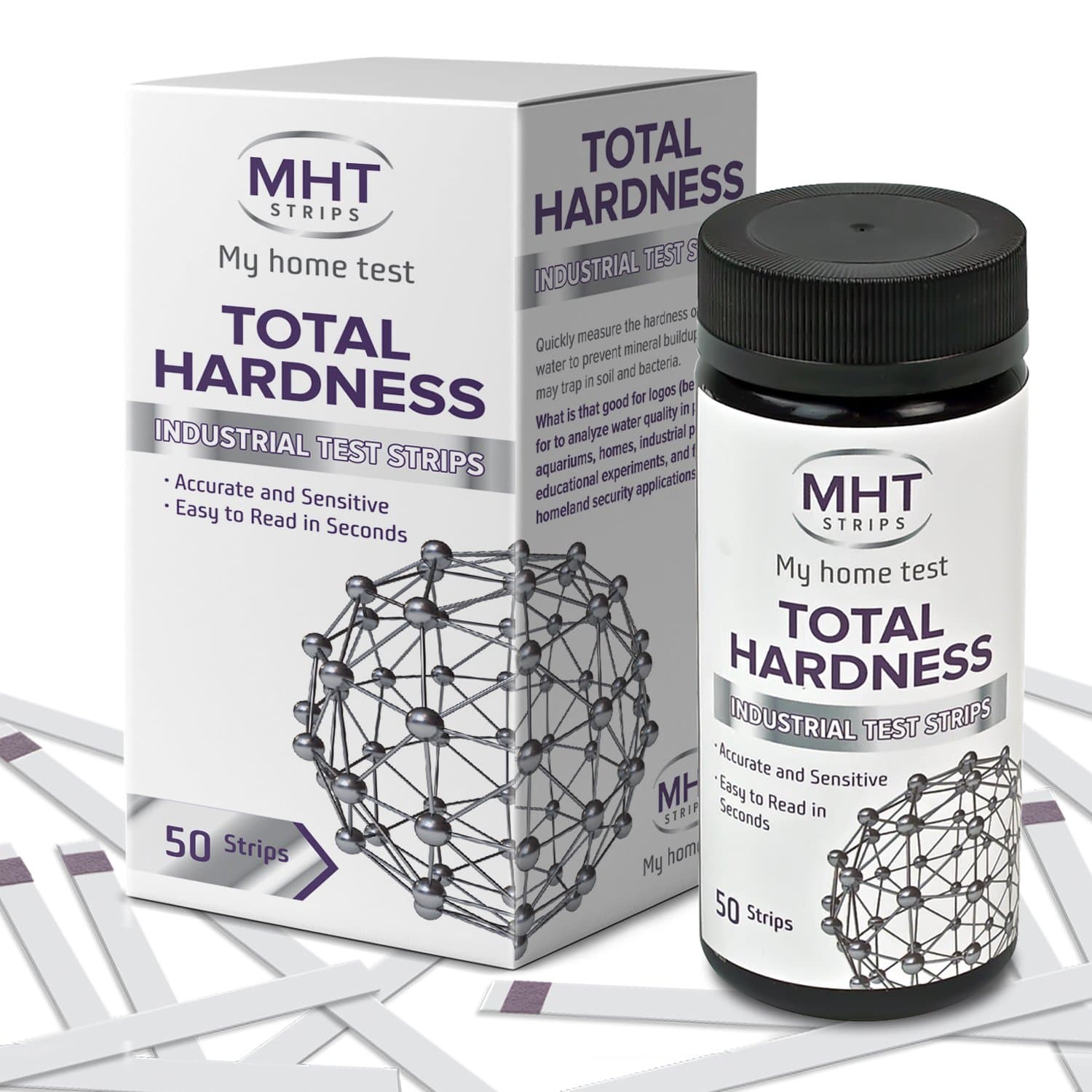 Total Water Hardness Test Strips by MHT - 50 Count Industrial Hardness Strips