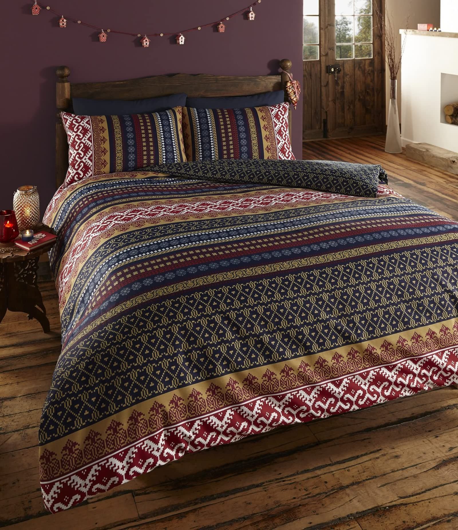 HomeSpace Direct Super King Duvet Quilt Cover Bedding Set Orkney Multi