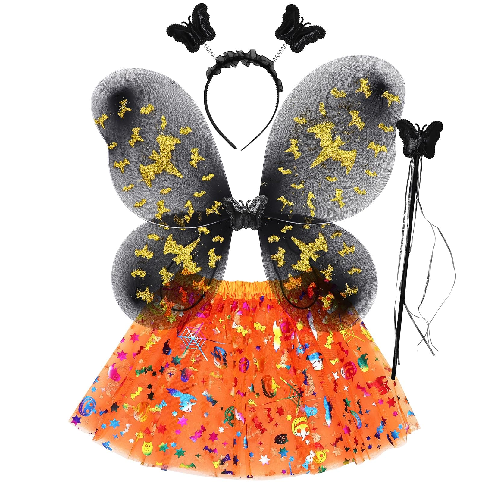 MORAINJAY Fairy Butterfly Wings Costume for Kids Girls,Fairy Wings Butterfly Costume,Rainbow Tutu Fairy Wings Toddler Dress Up for Kids Girls Birthday Halloween Christmas Party Festival Outfits