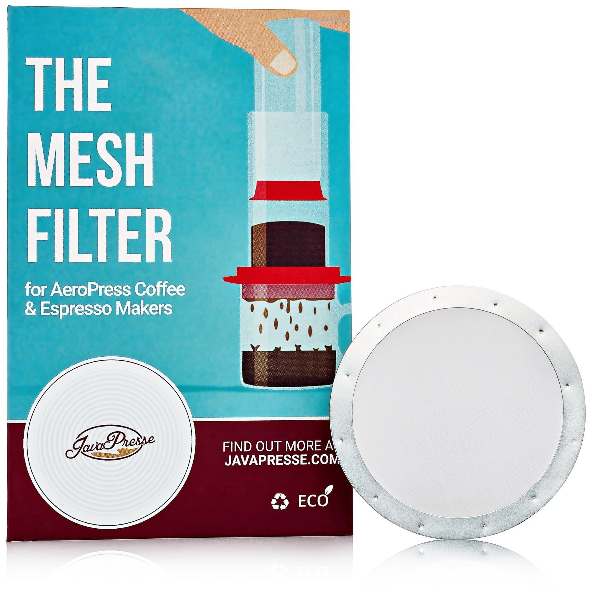 2 JavaPresse Slim Filter Disks - Reusable Stainless Steel Mesh Metal Coffee Filters For Use with AeroPress Coffee and Espresso Maker