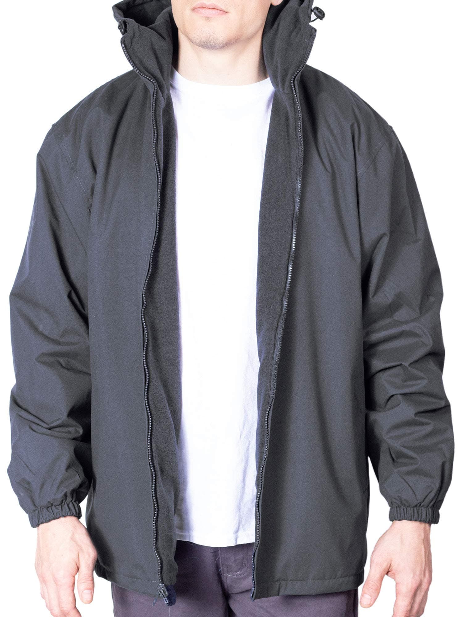 Mens Windbreaker Jacket Reversible Winter Rain Coat Hoodie For Men