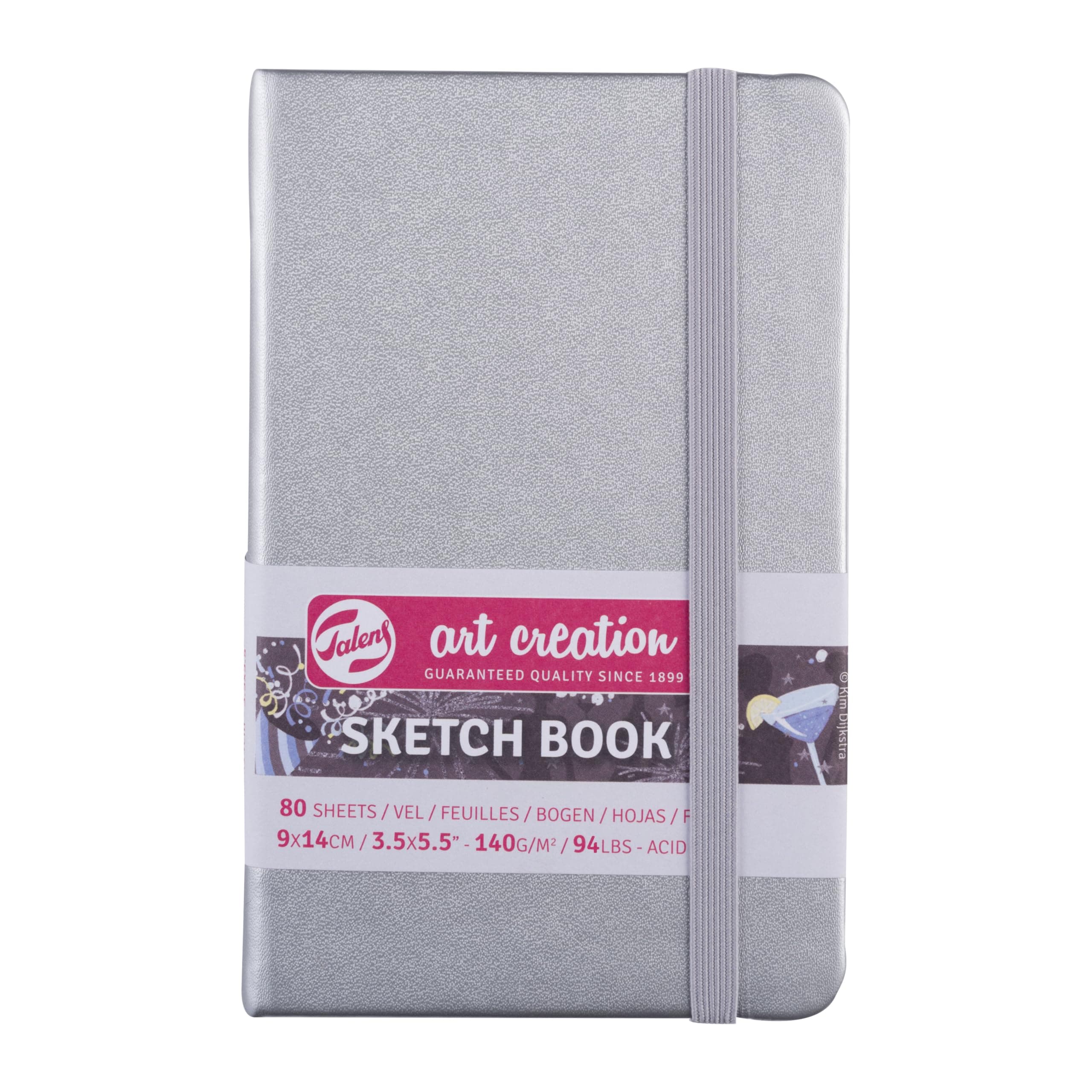 T9314-041M 403638 Talens Art Creation Sketchbook, Drawing Notebook, 3.5 x 5.5 inches (9 x 14 cm), Shiny Silver, 4.9 oz/yd² Thick, Fine Acid-Free Paper, 80 Sheet Bound