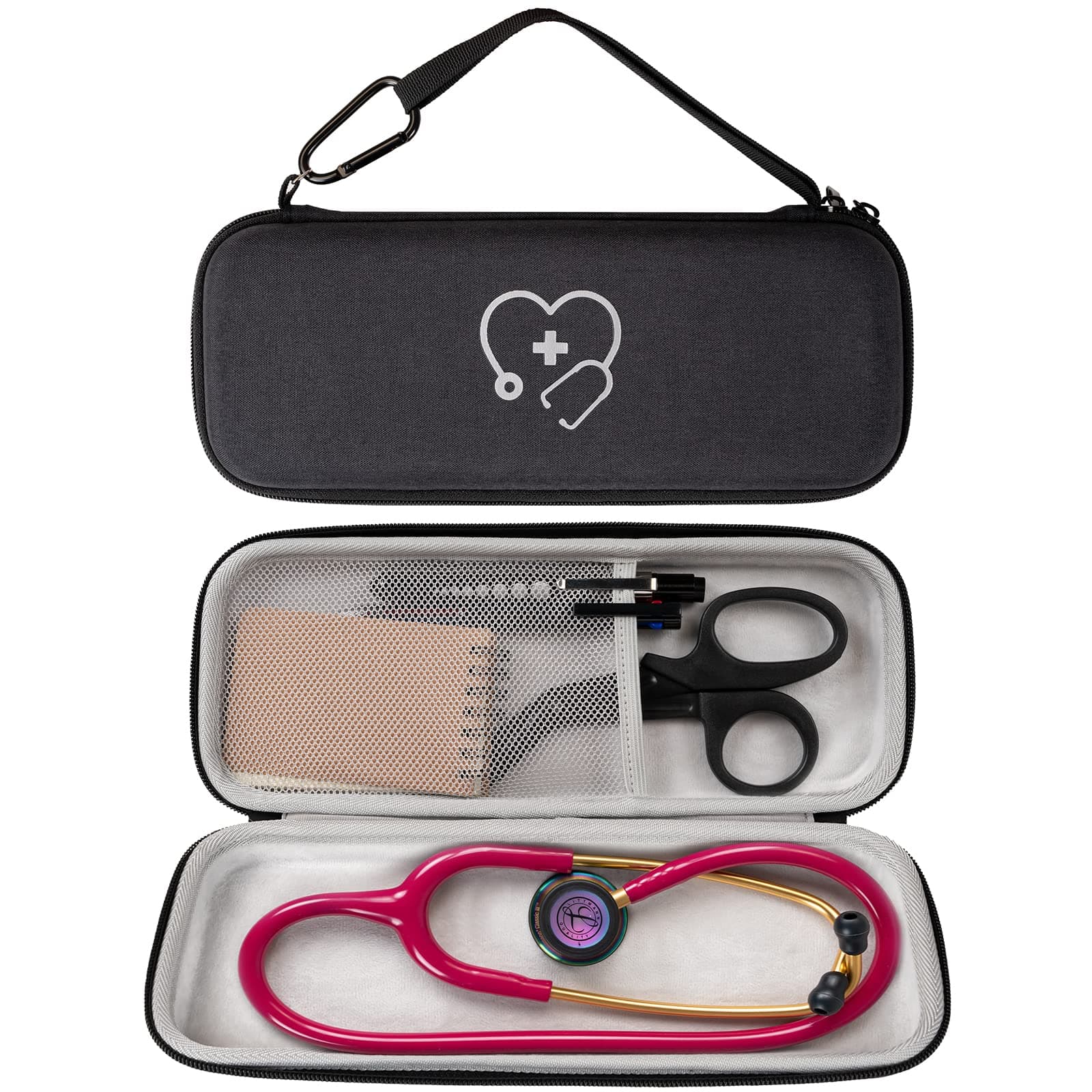 Stethoscope Hard Case for 3M Littmann Cardiology III, Classic III, Classic II, Lightweight II S.E., Master Cardiology Lightweight Travel Carrying Case -Black