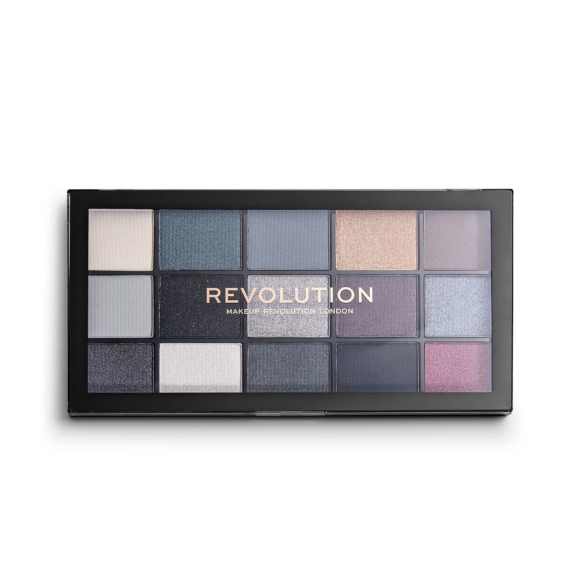Makeup Revolution Reloaded Eyeshadow Palette, Blackout, 15 Vivid & Highly Pigmented Matte Shades, Black & Grey Hues, Cruelty-Free, 0.24 Oz