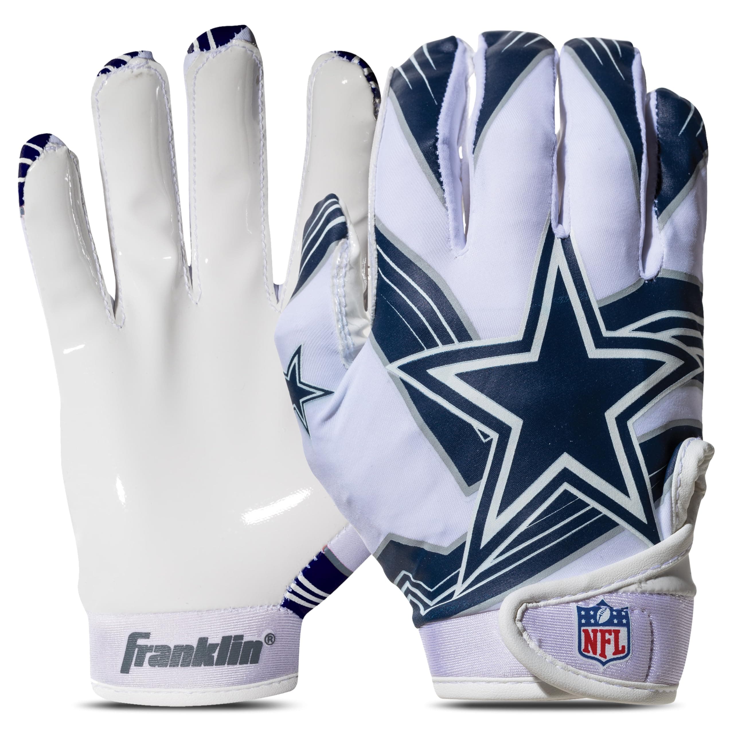 Franklin Sports Youth NFL Football Receiver Gloves - Kids Football Gloves Pair - NFL Team Logos and Silicone Palm